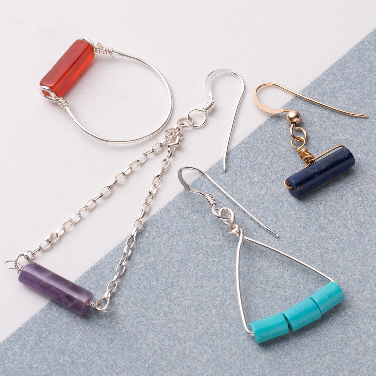 4 Wire Wrapped Gemstone Tube Bead Projects