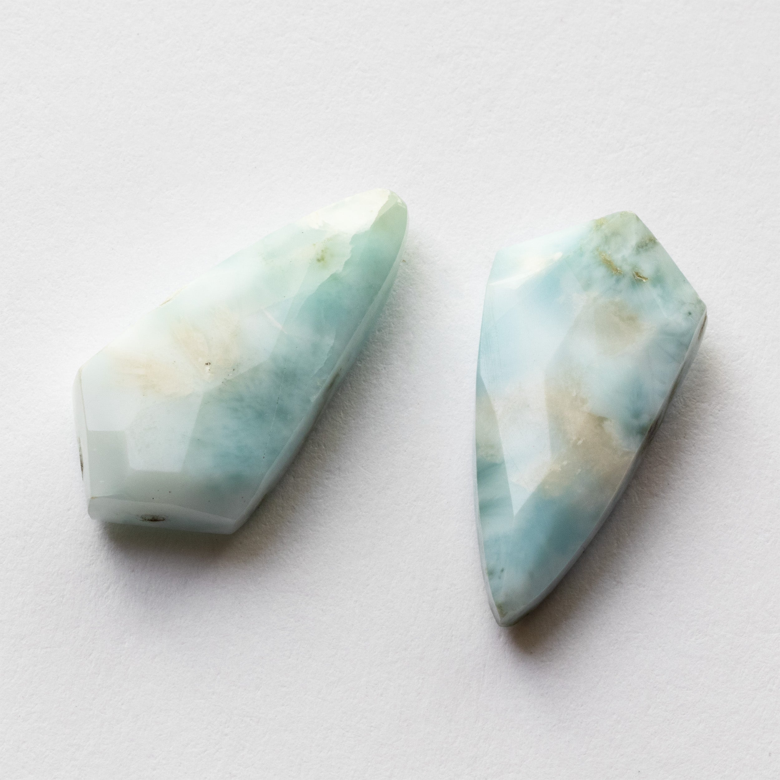 Larimar Faceted Shield Shaped Beads Approx 21x10.5mm