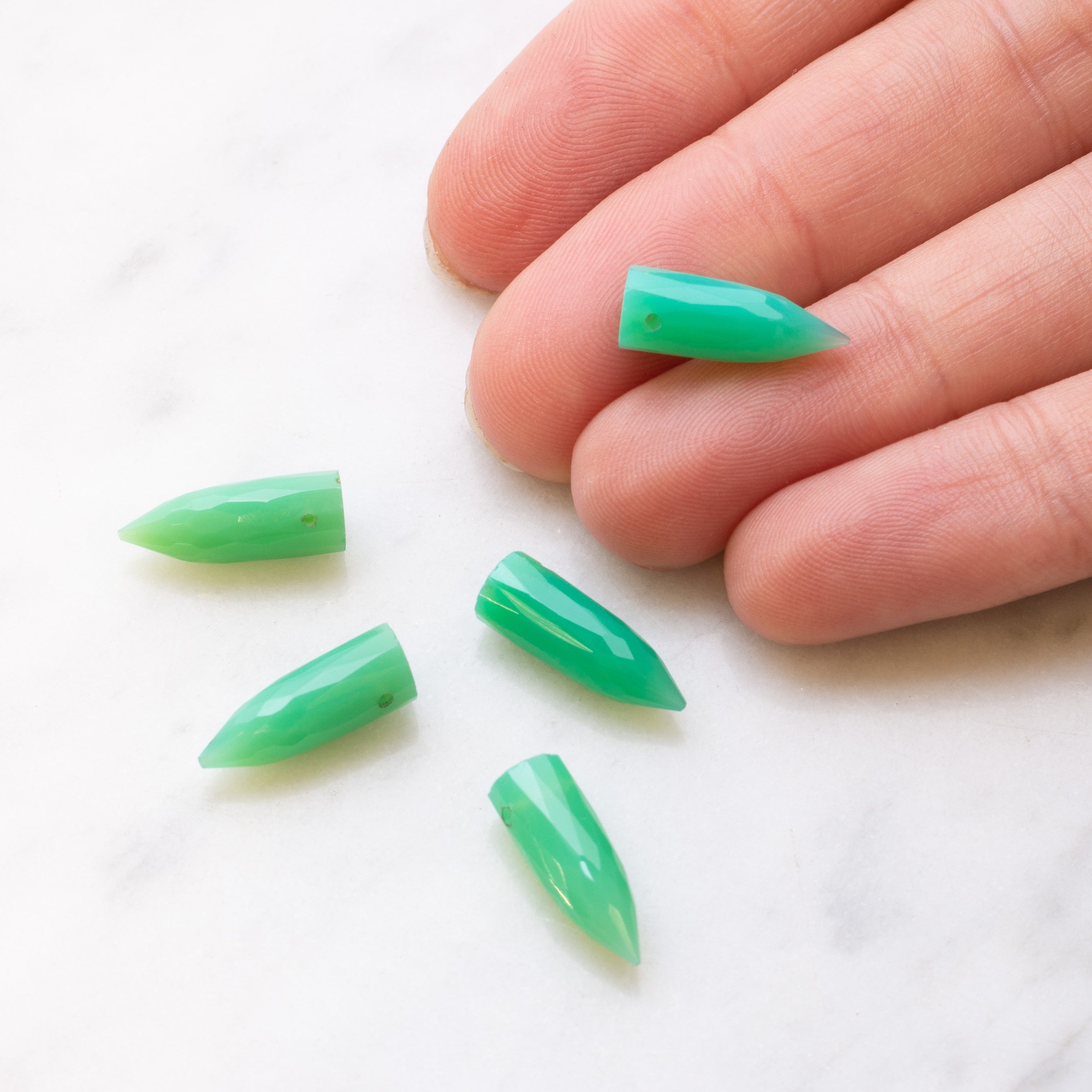 Chrysoprase Faceted Bullet Shaped Beads Approx 15.5x5.5mm