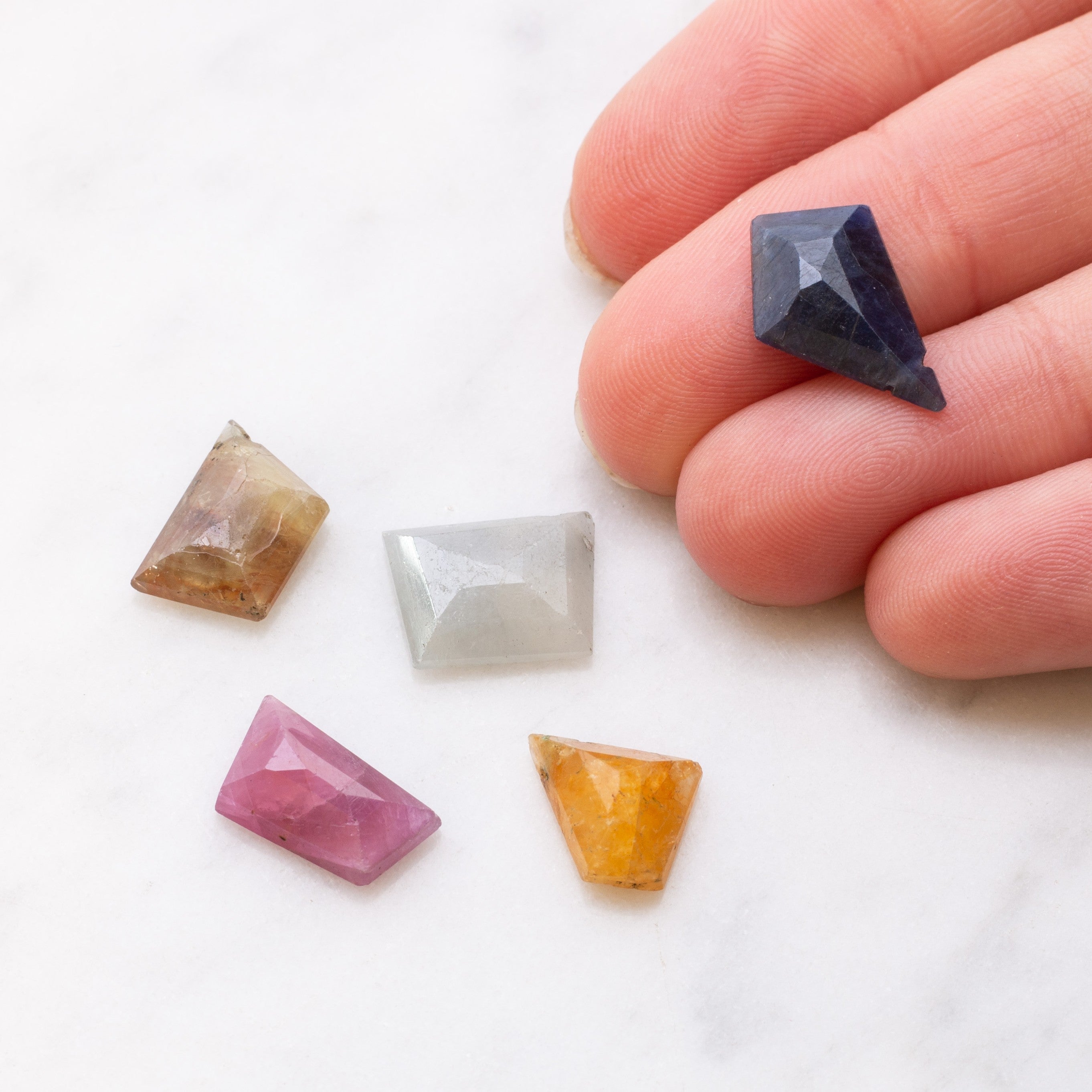 Sapphire Freeform Faceted Slice Beads Approx 10mm