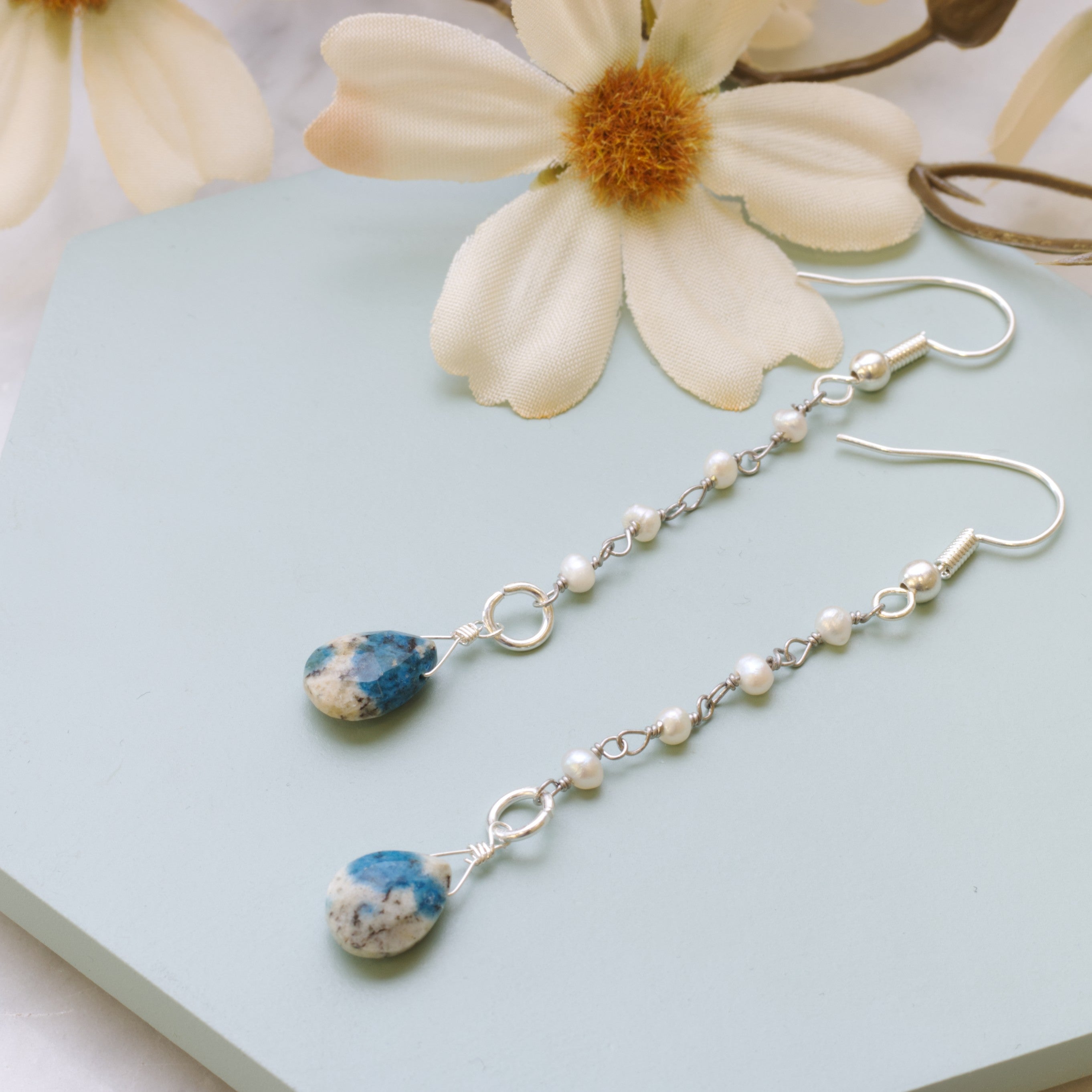 Silver Plated Pearl Wire Wrapped Rosary Bead Chain