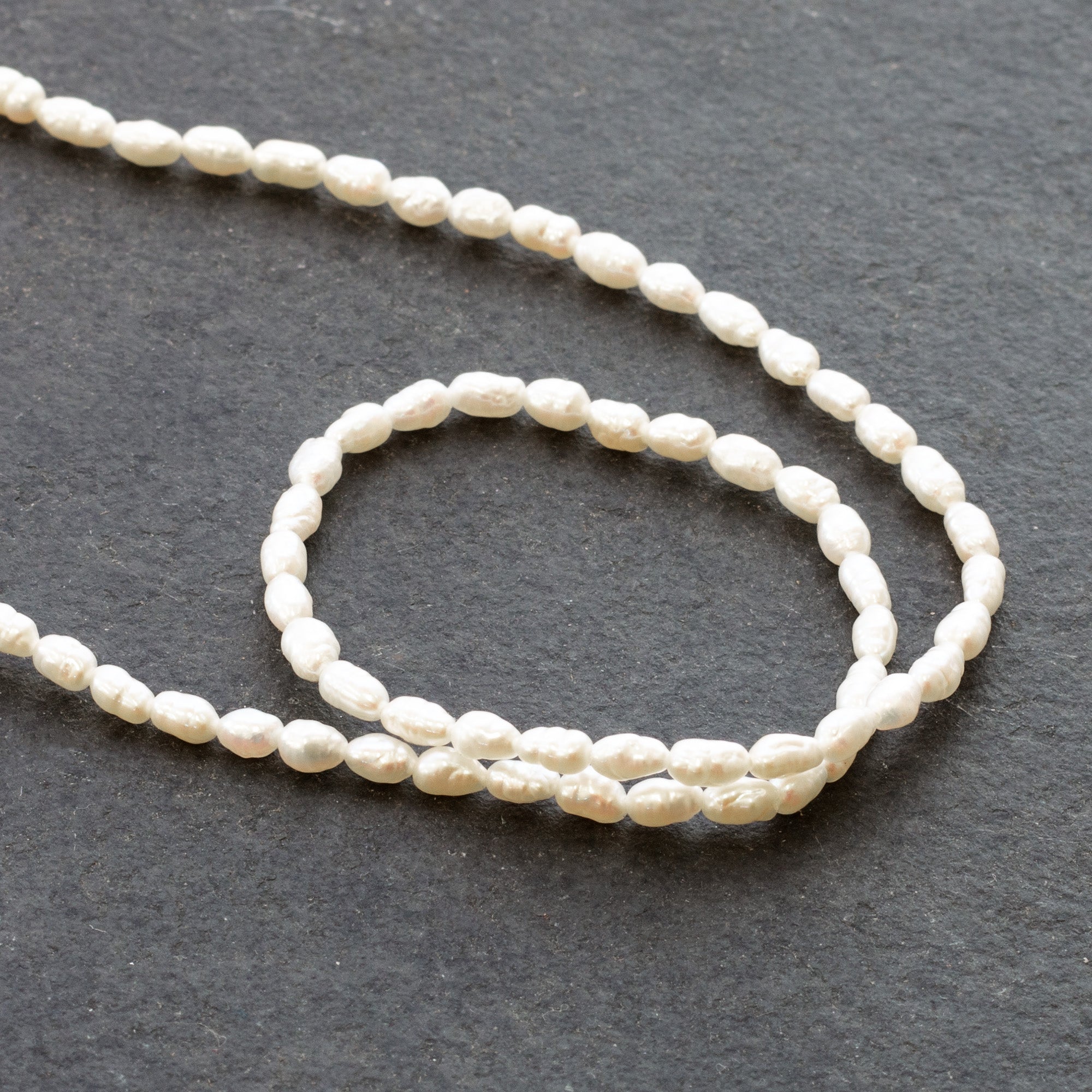 Cultured Freshwater Rice Shaped Rustic White Pearls Approx 3.5mm Various Lengths
