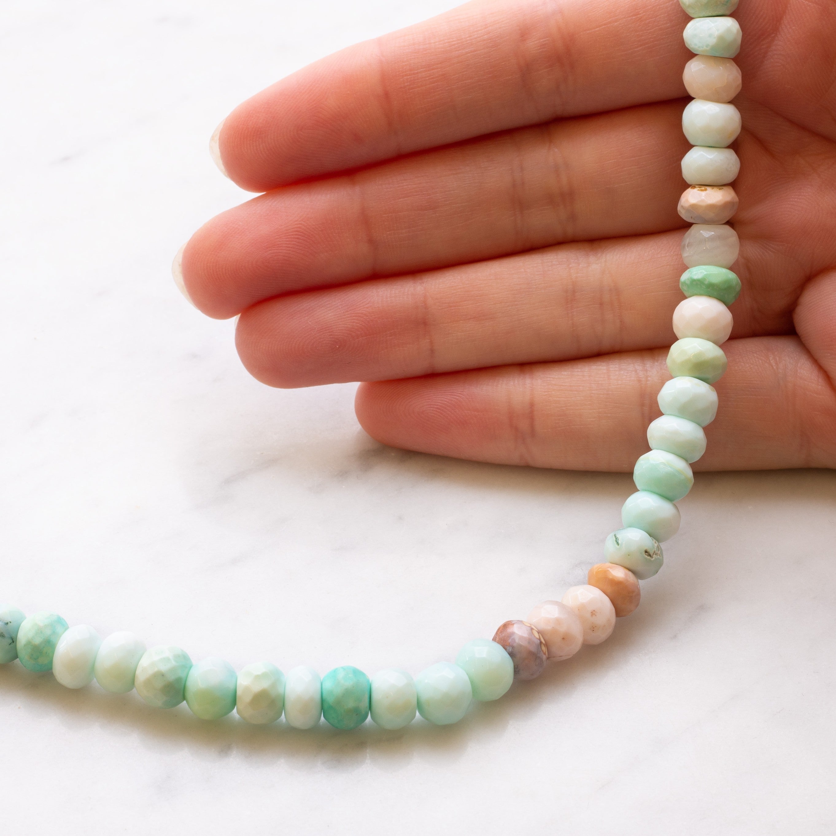 Peruvian Opal Faceted Rondelle Beads Approx 7mm