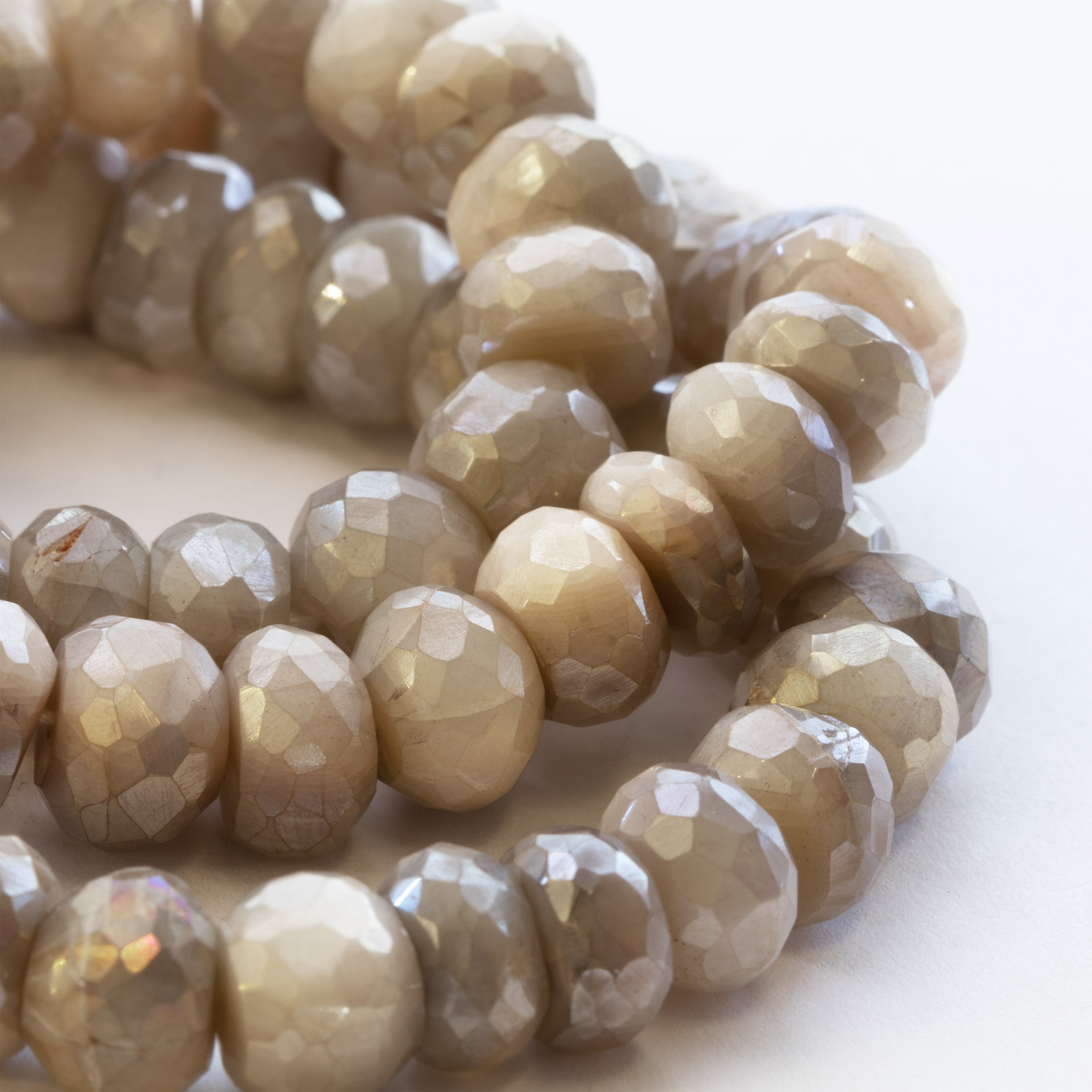 Mystic Coated Silver Moonstone Faceted Rondelle Beads Approx 8mm