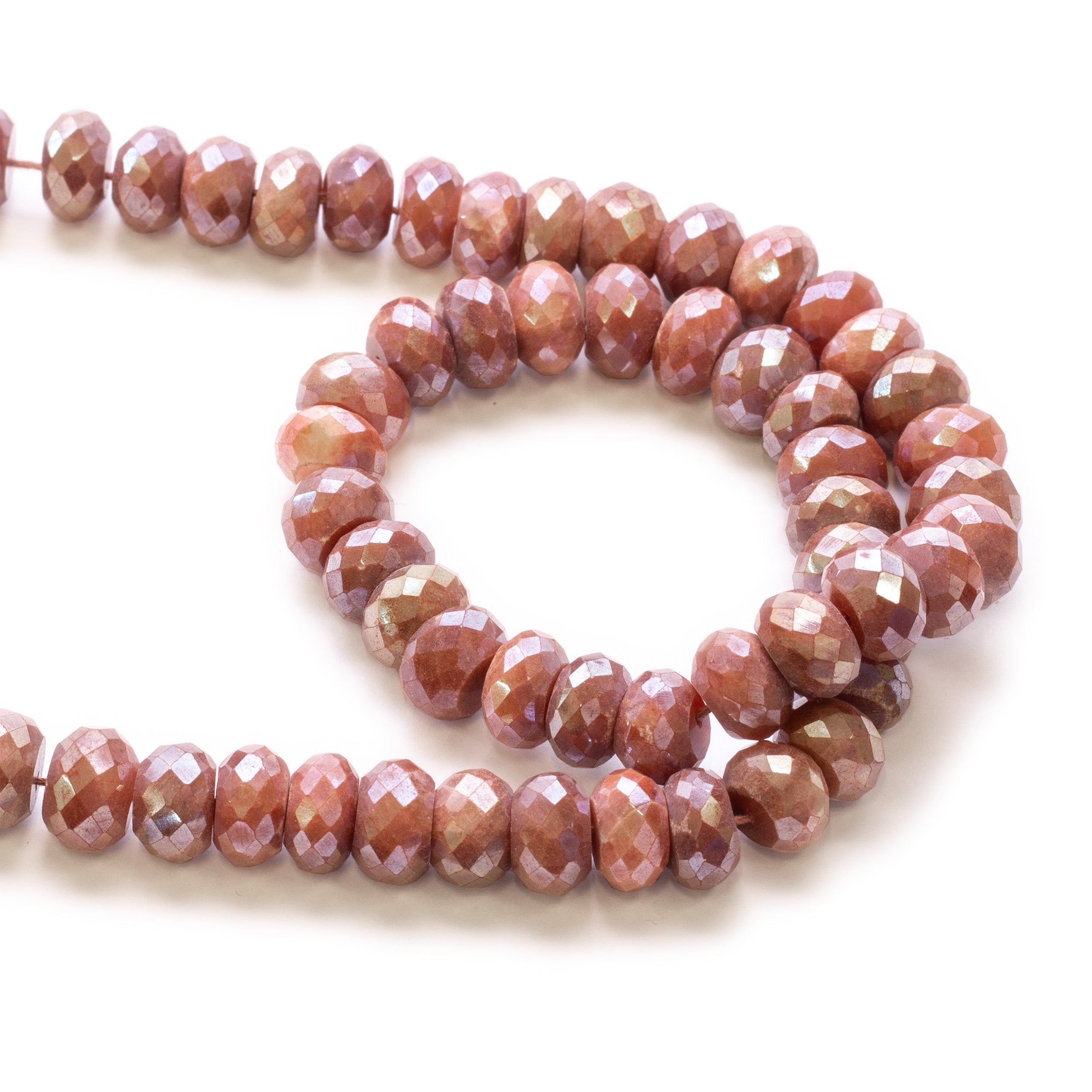 Mystic Coated Bronze Moonstone Faceted Rondelle Beads Approx 8mm