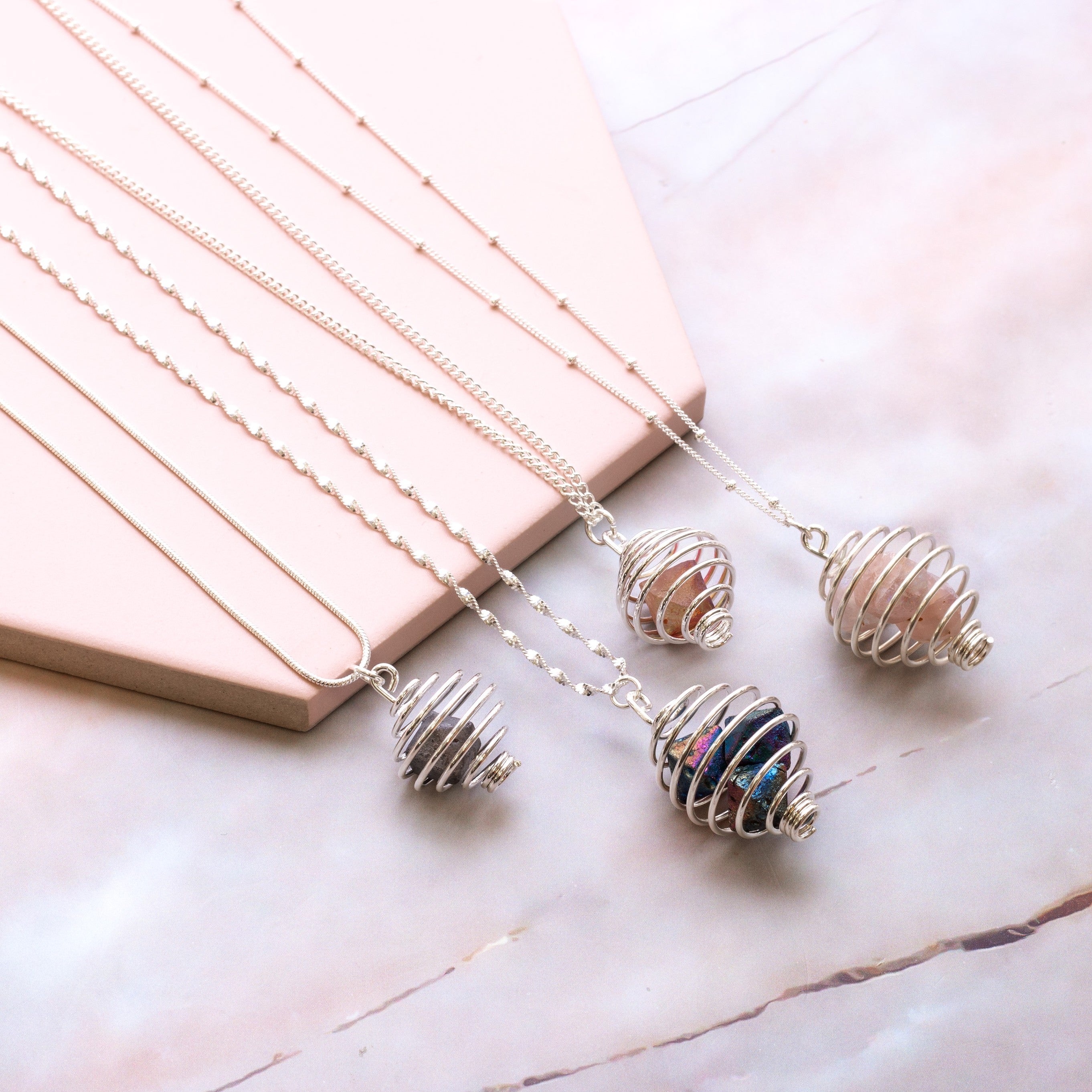 Silver Plated Spiral Stone Holder Cages