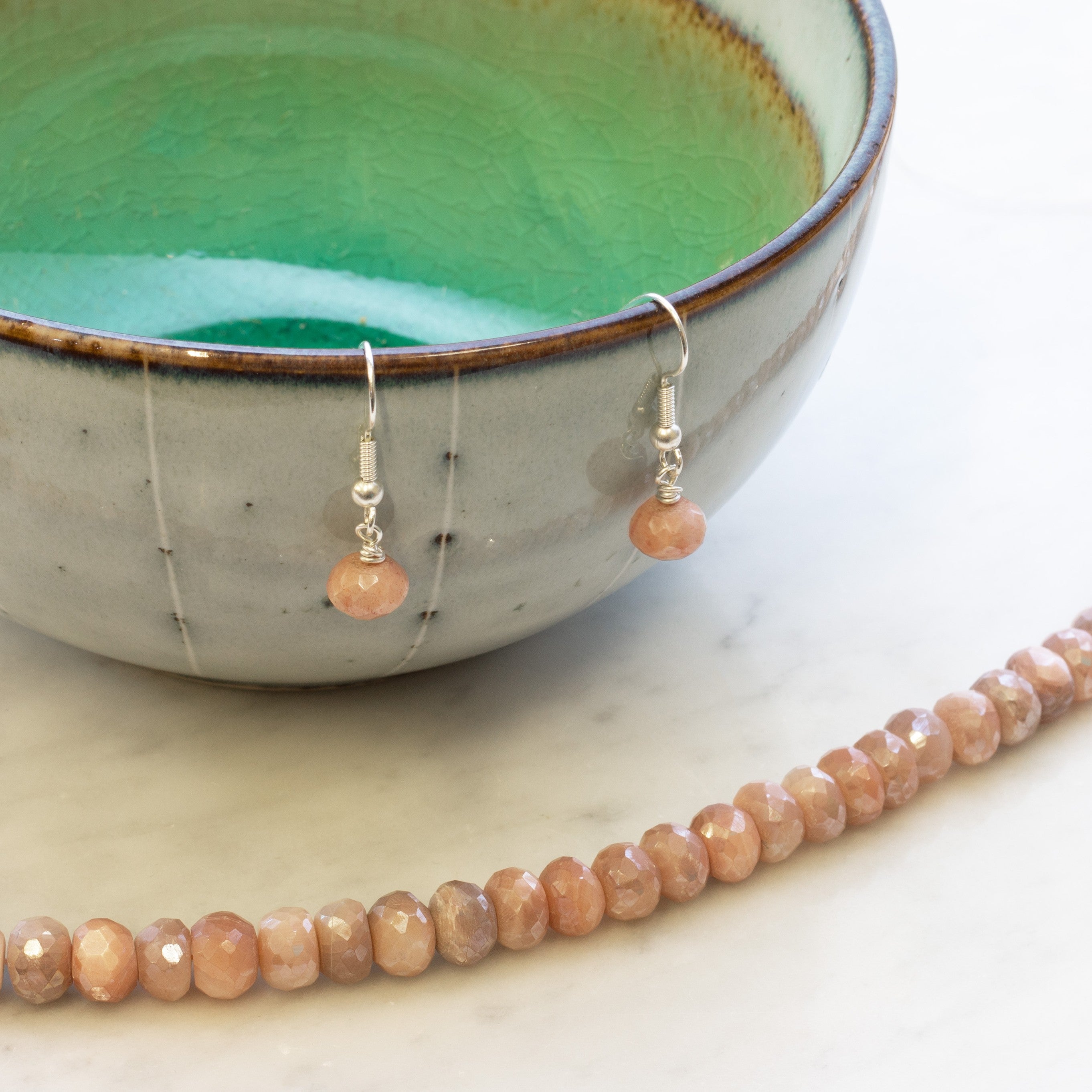 Mystic Coated Peach Moonstone Faceted Rondelle Beads Approx 8mm