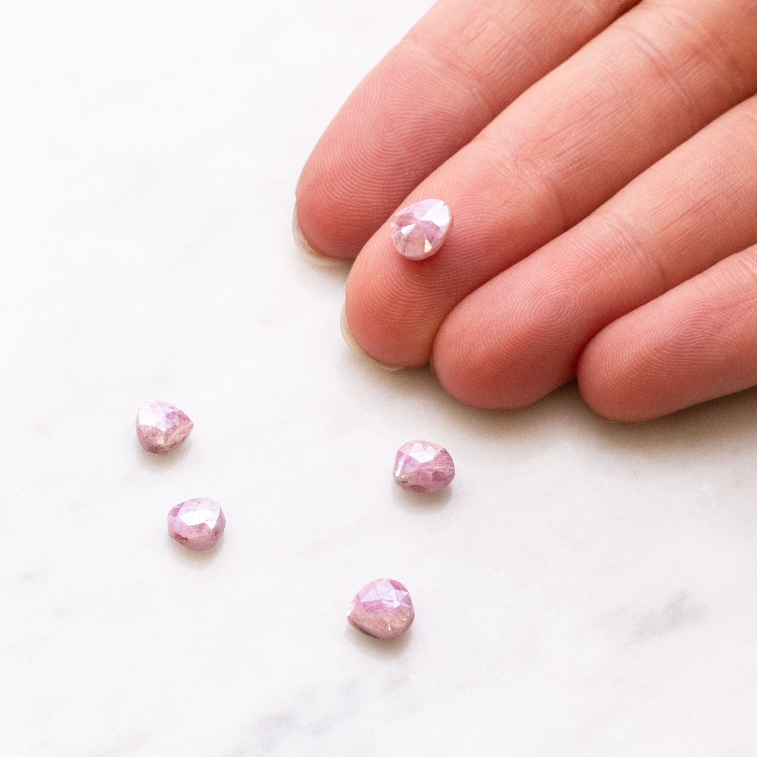 Mystic Coated Faceted Ruby Heart Shaped Briolette Beads Approx 6x5mm