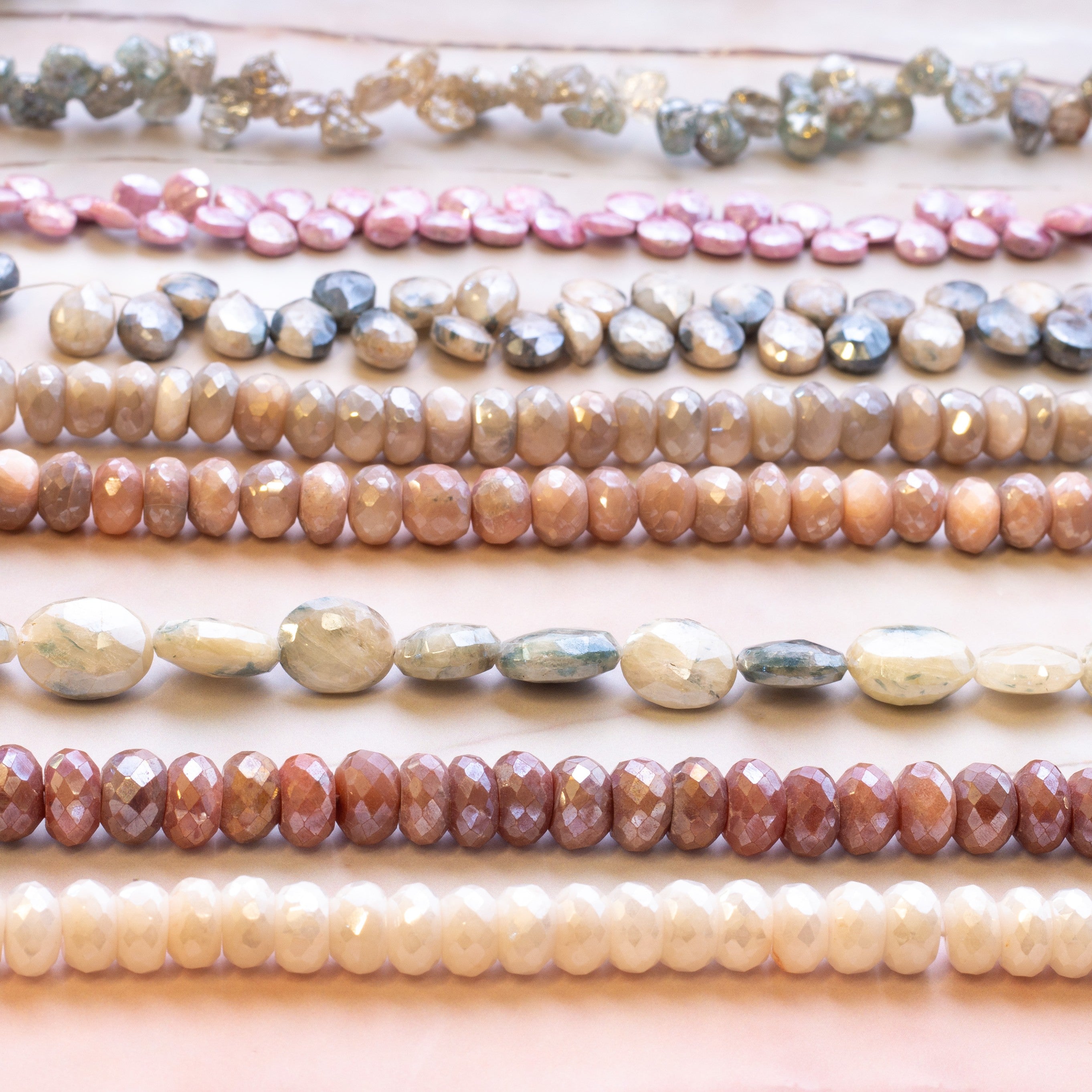 Mystic Coated Silver Moonstone Faceted Rondelle Beads Approx 8mm