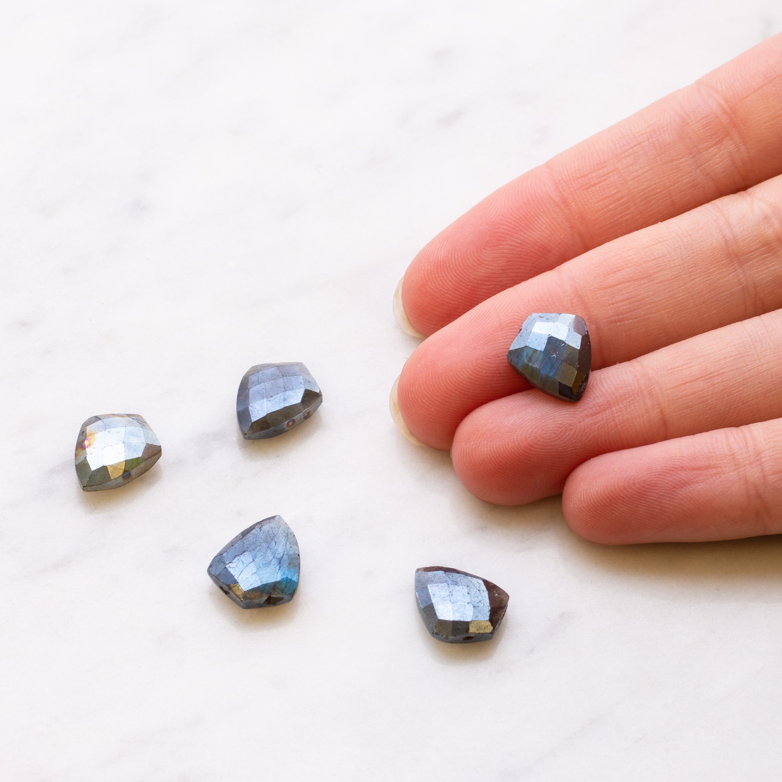 Mystic Coated Labradorite Faceted Shield Shaped Beads Approx 9mm
