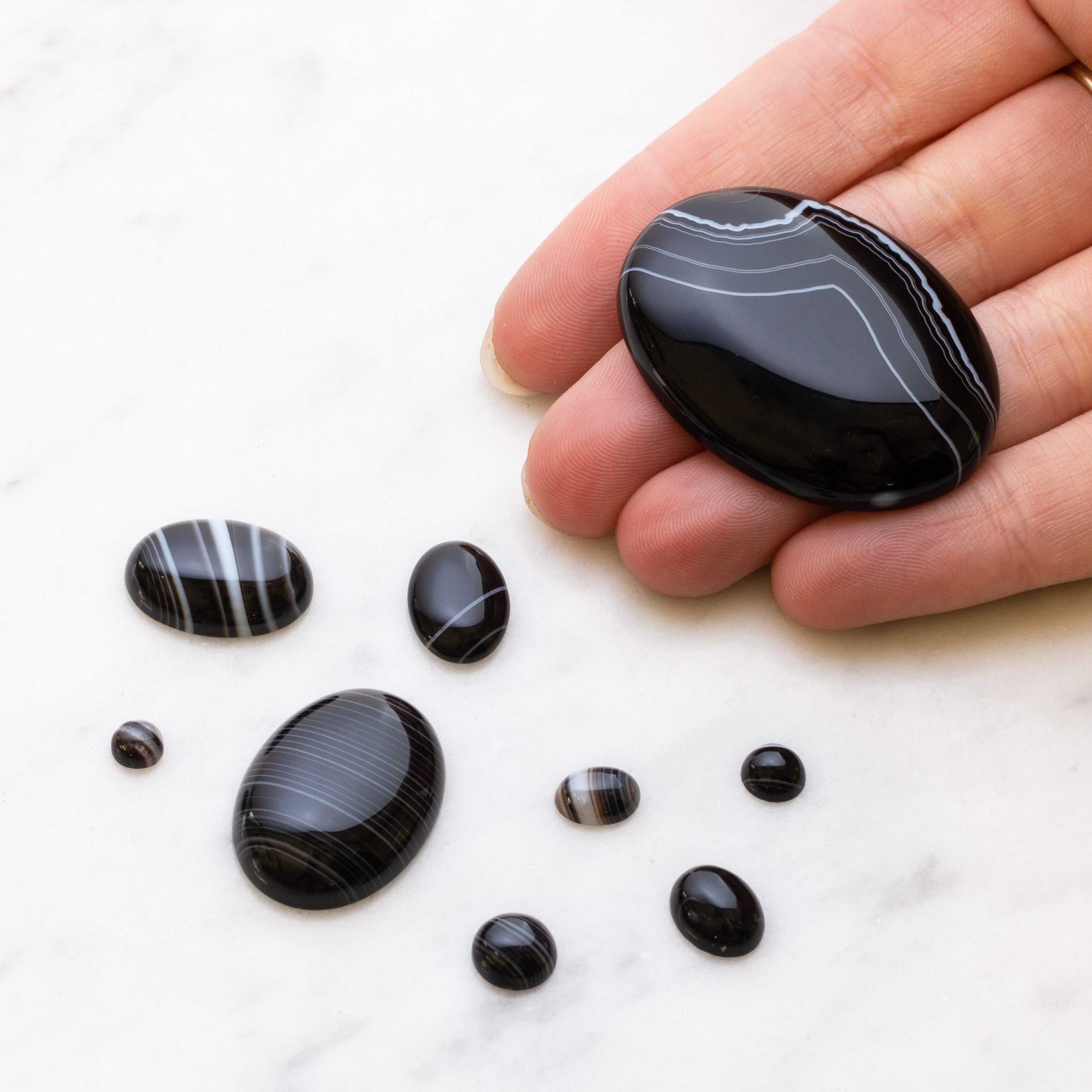Black Banded Agate Cabochons