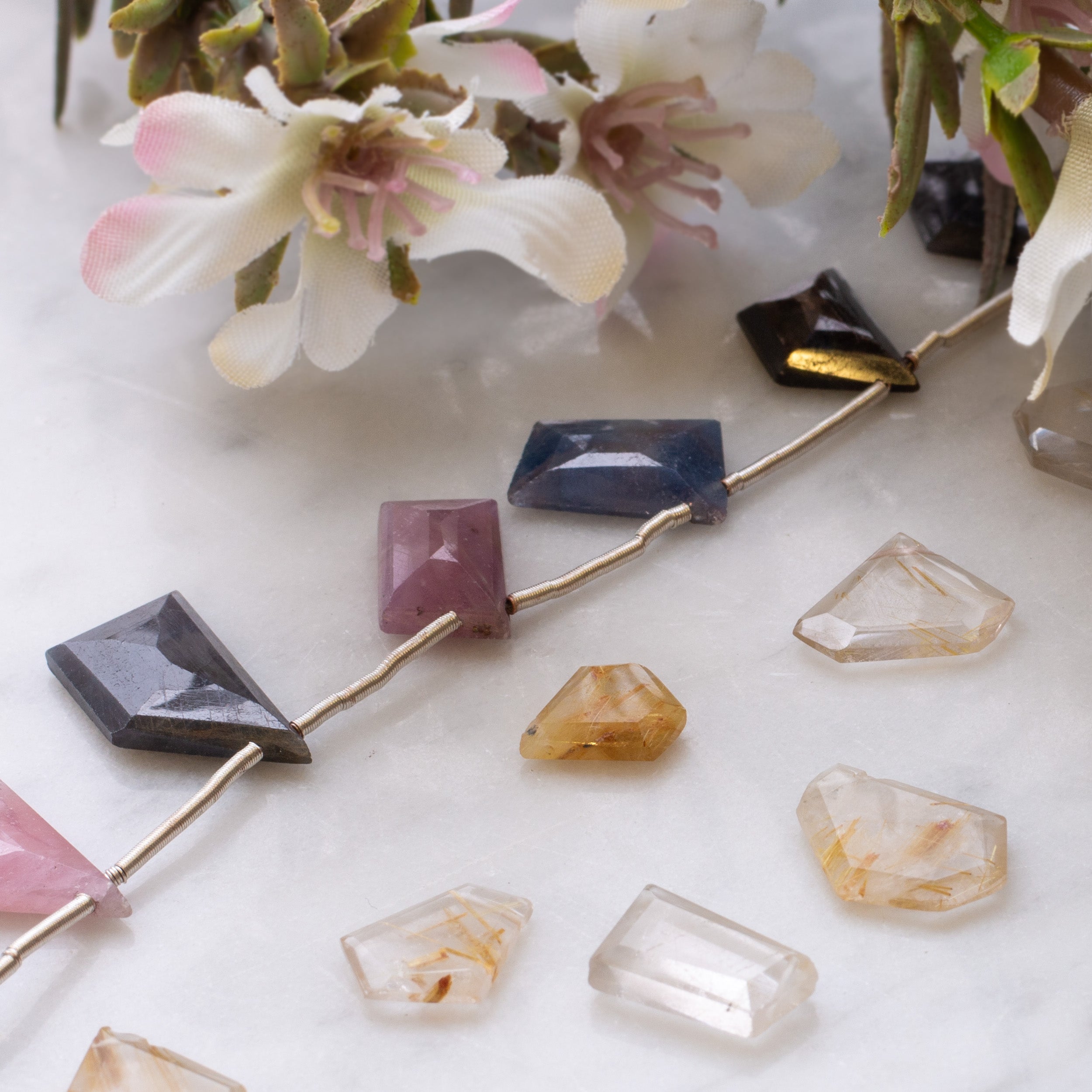 Sapphire Freeform Faceted Slice Beads Approx 10mm