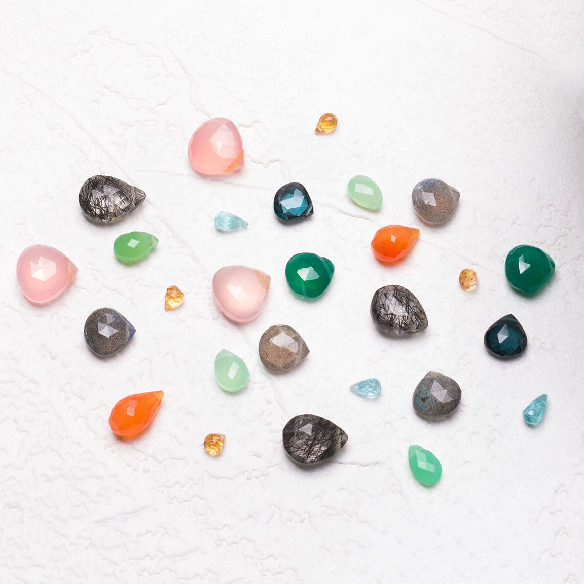 Pink Chalcedony Faceted Heart Briolette Beads Approx 9-10mm