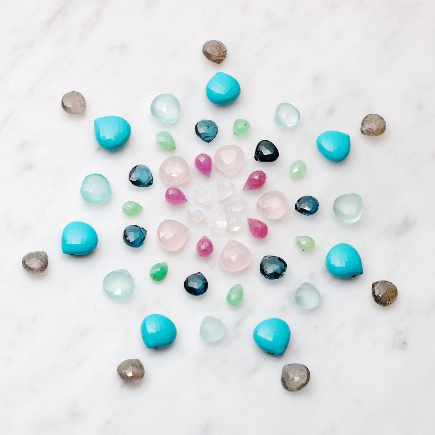 Labradorite Faceted Heart Briolette Beads Approx 7mm