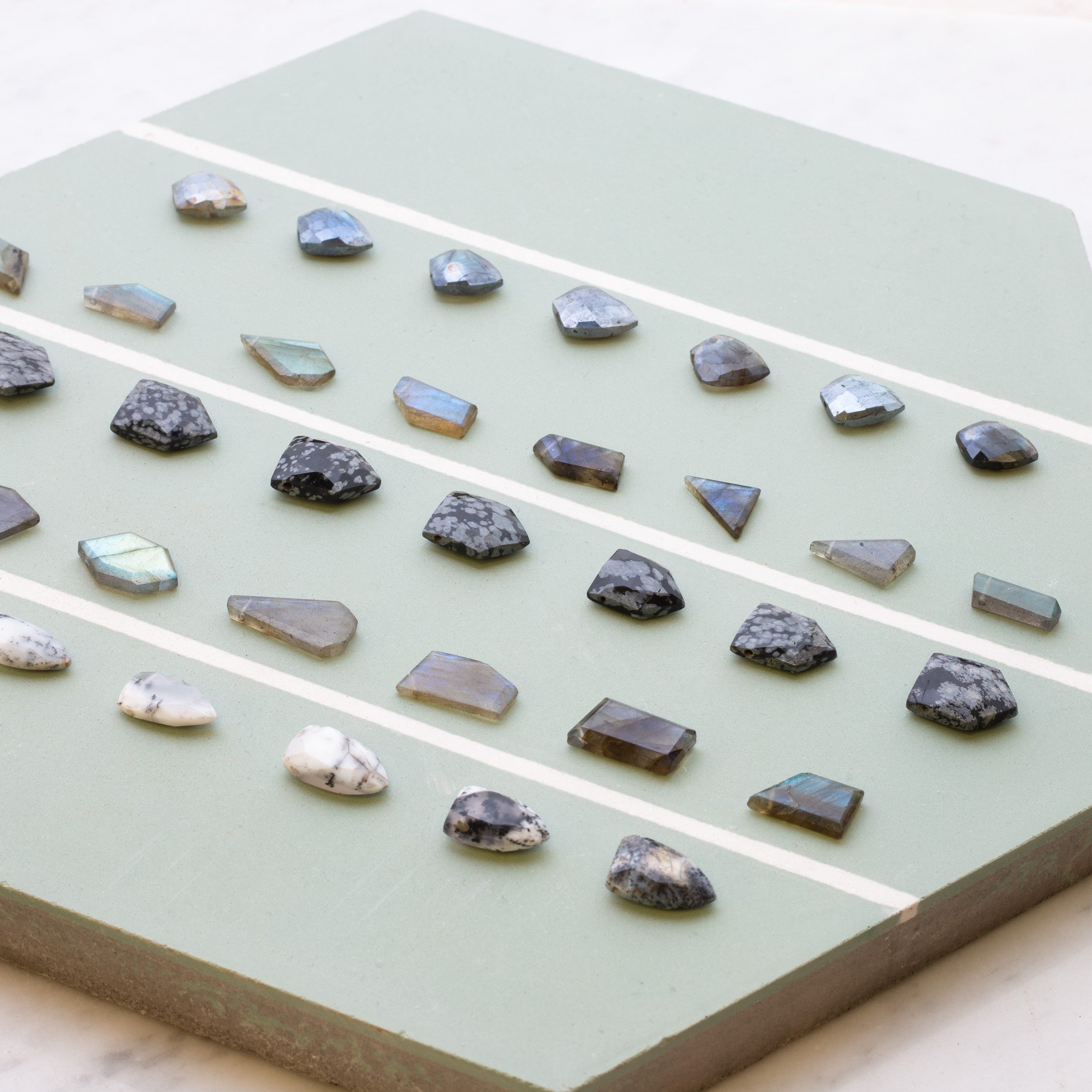 Dendrite Opal Faceted Shield Shaped Beads Approx 7.5mm