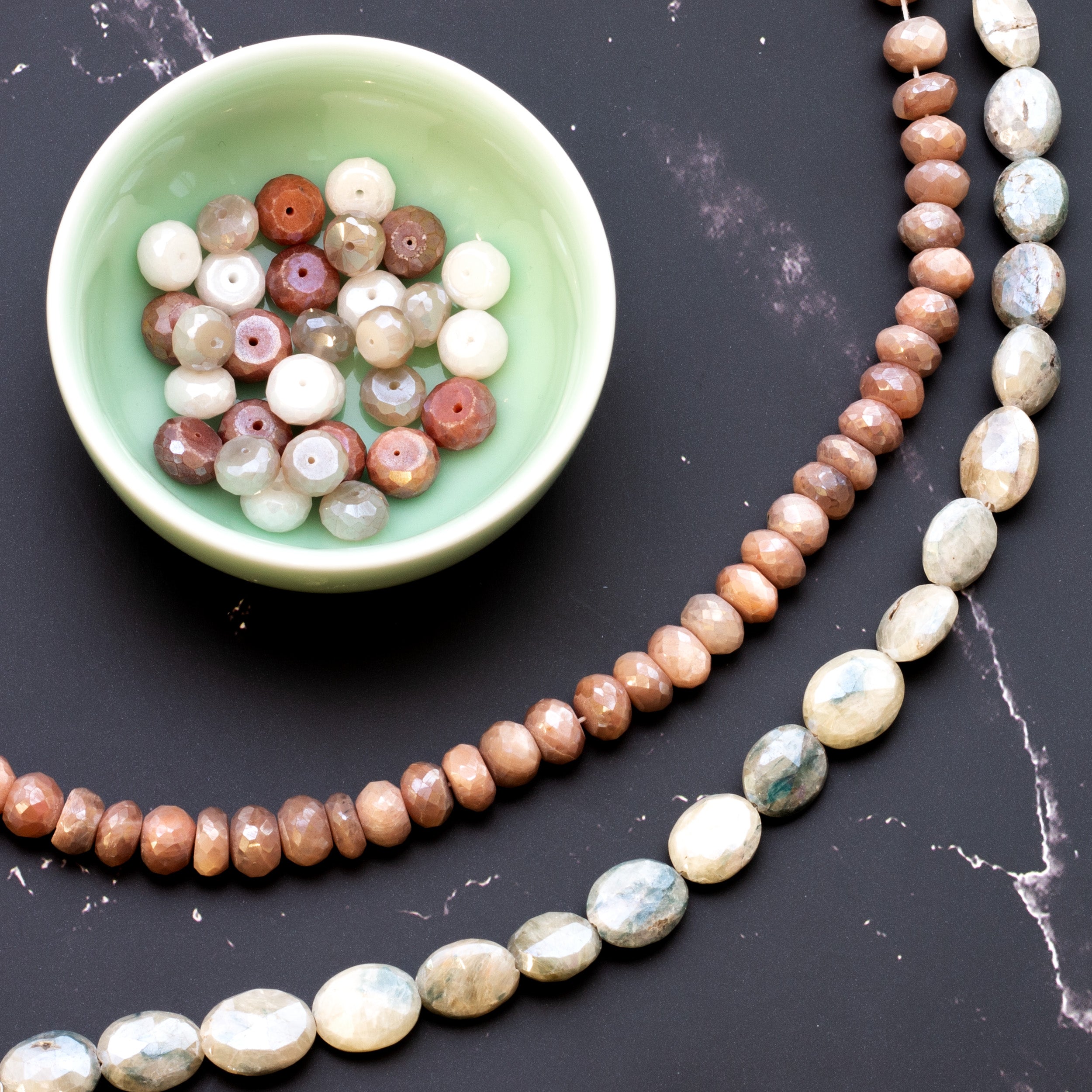 Mystic Coated White Moonstone Faceted Rondelle Beads Approx 8.5x5mm