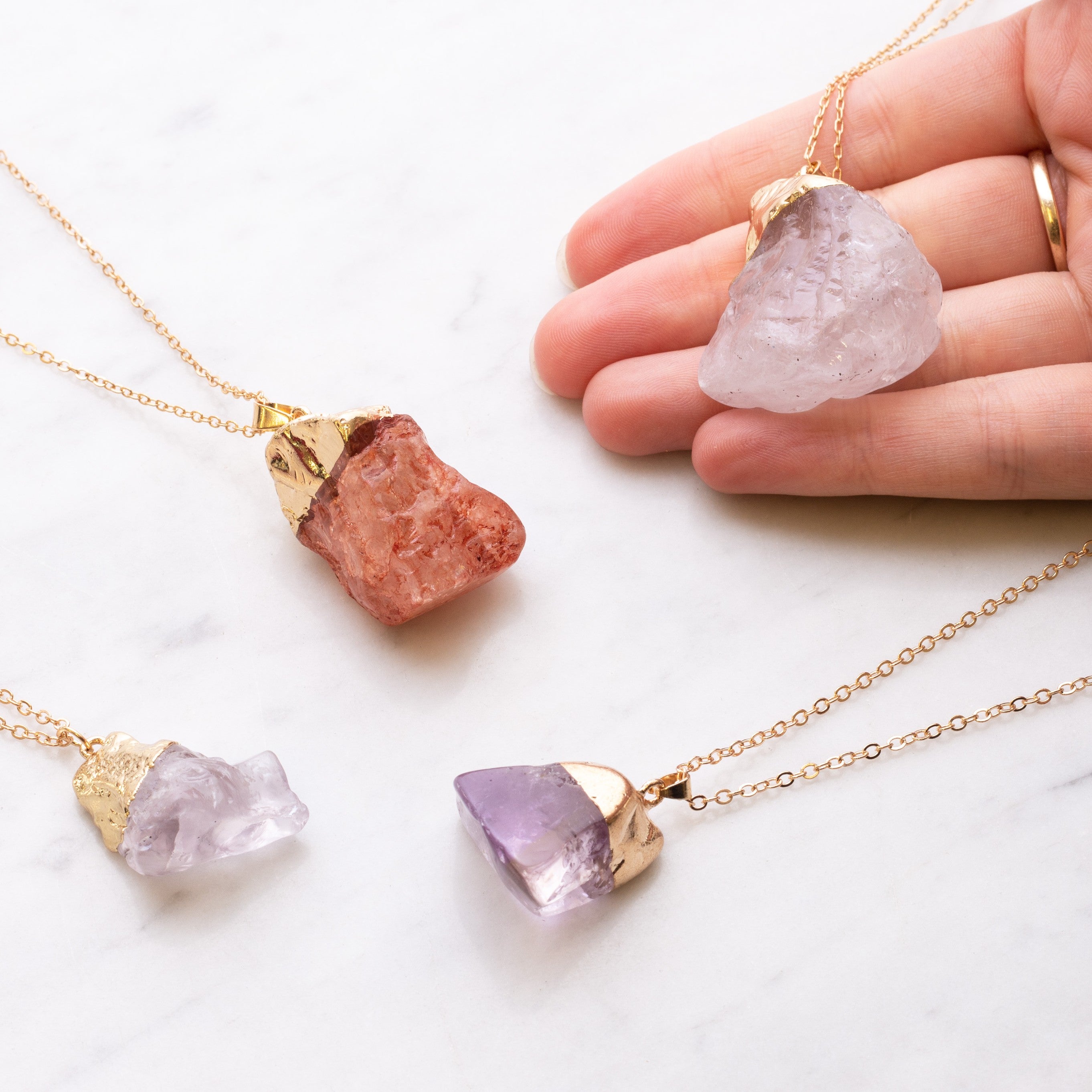 Ready To Wear Rough Rock Crystal Stone Necklace