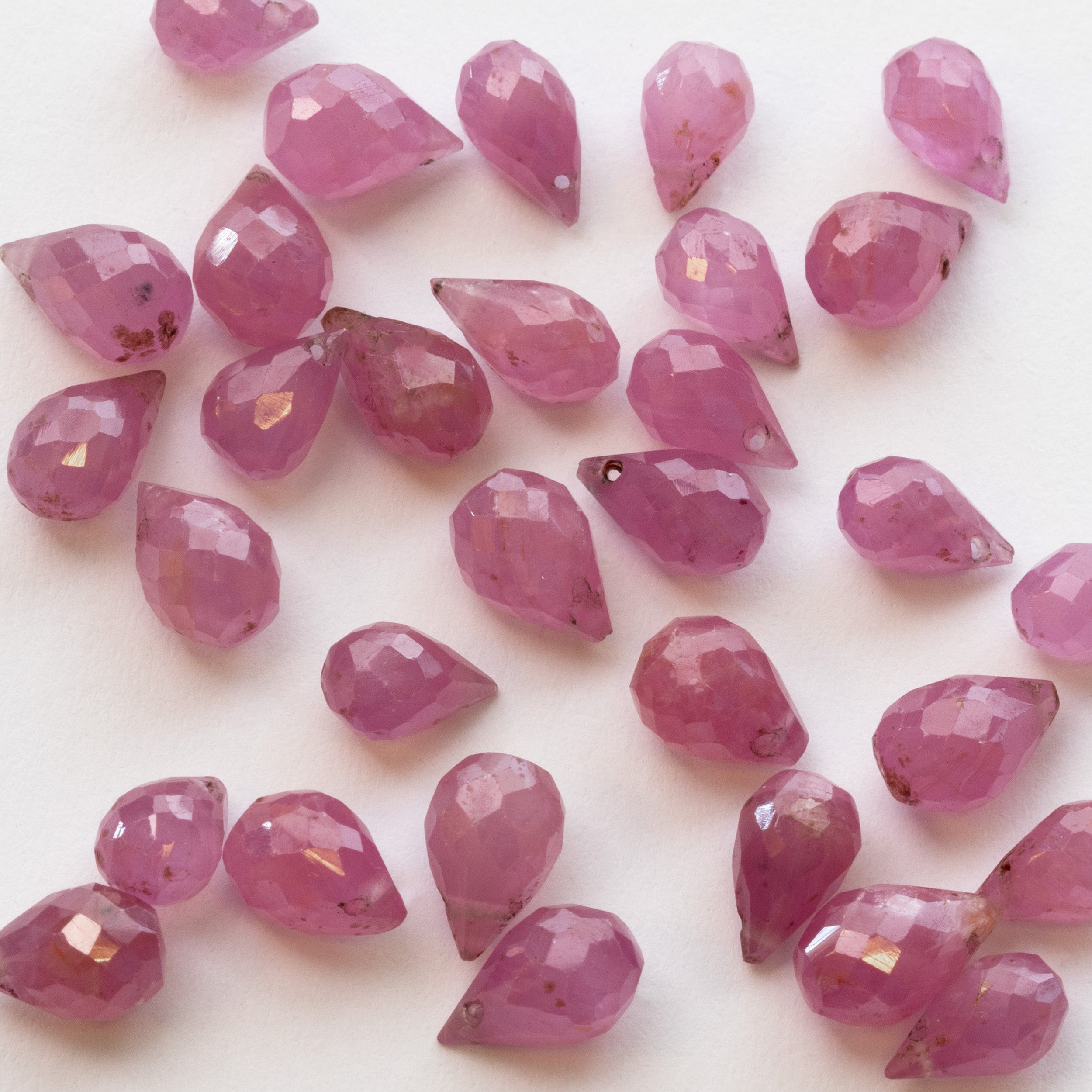 Ruby Drop Shape Faceted Briolette Gemstone Beads Approx 6mm