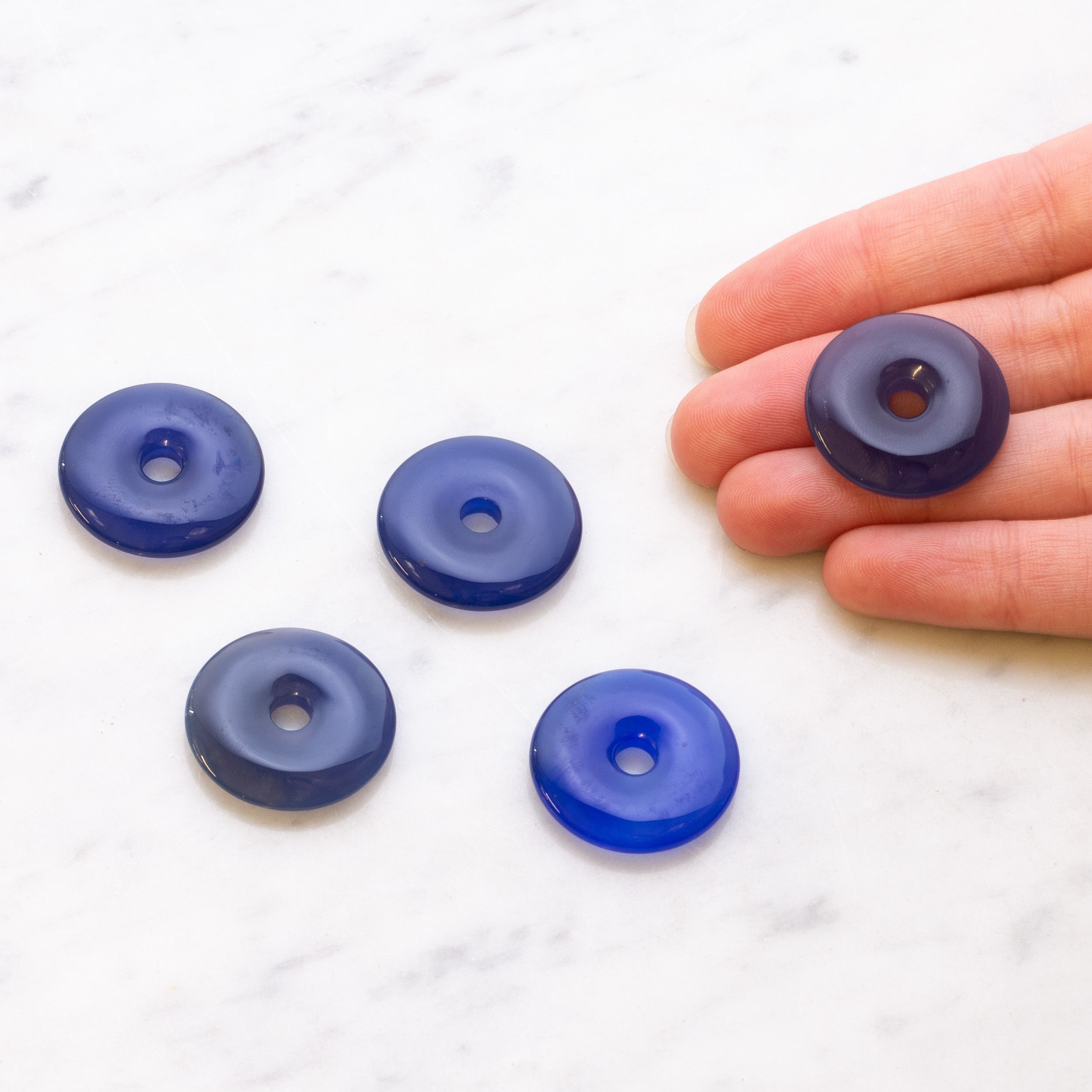 Blue Agate Gemstone Donut Approx 25mm