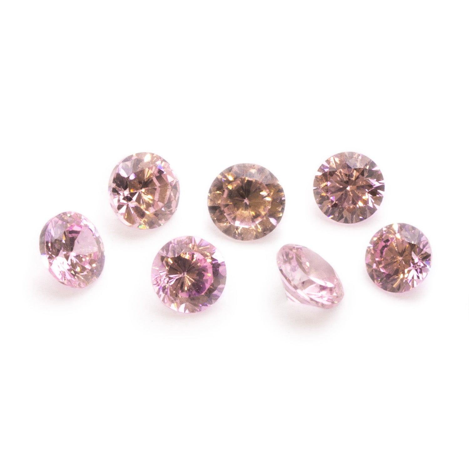 Pastel Pink Cubic Zirconia Faceted Stones Approx 3mm Round