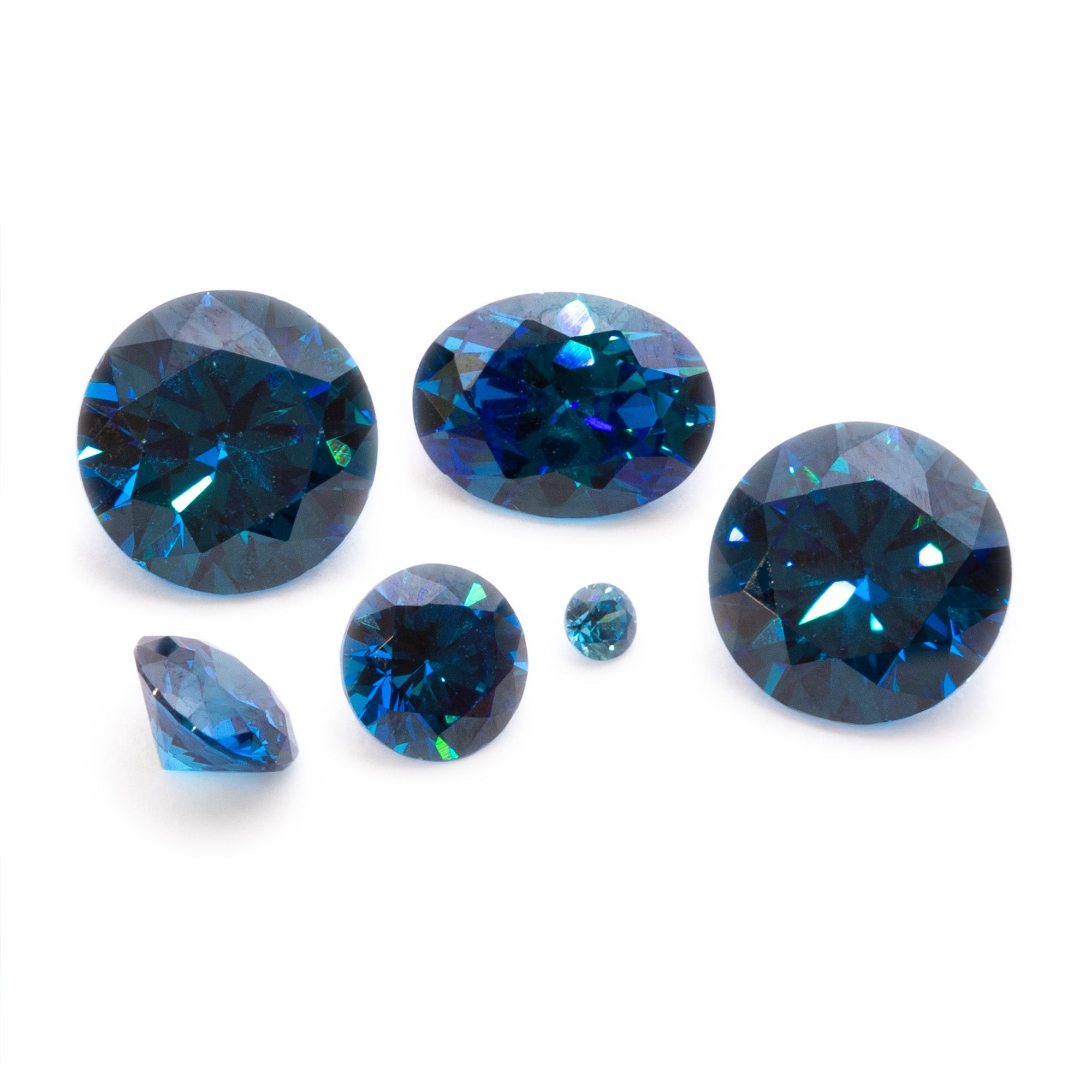 no.0390 ブルーダイヤモンドとspark crystal Sapphire Coloured Cubic Zirconia Faceted Stones | Kernowcraft