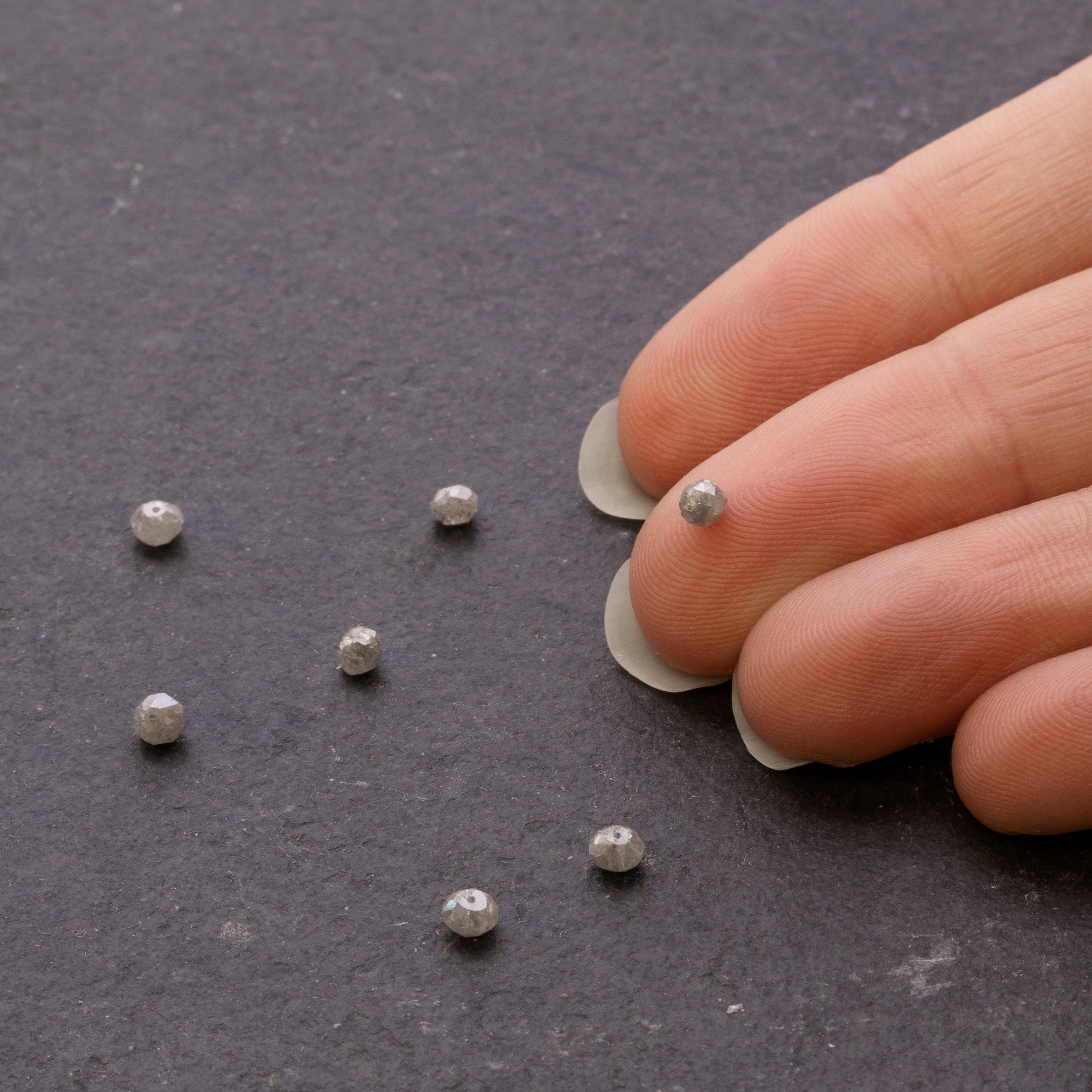 Grey Diamond Faceted Rondelle Beads