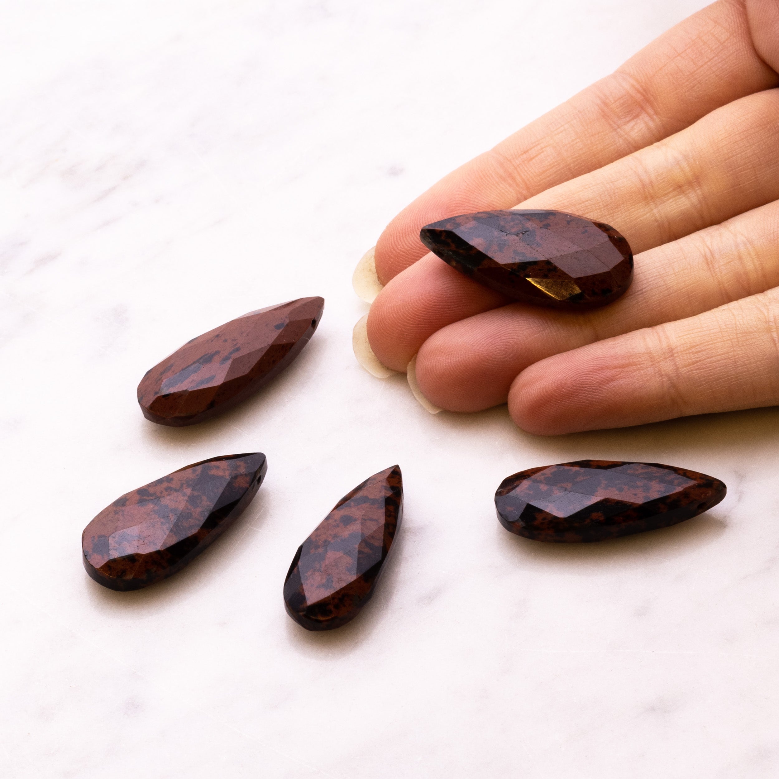 Mahogany Obsidian Faceted Teardrop Focal Beads From Approx 27x12mm