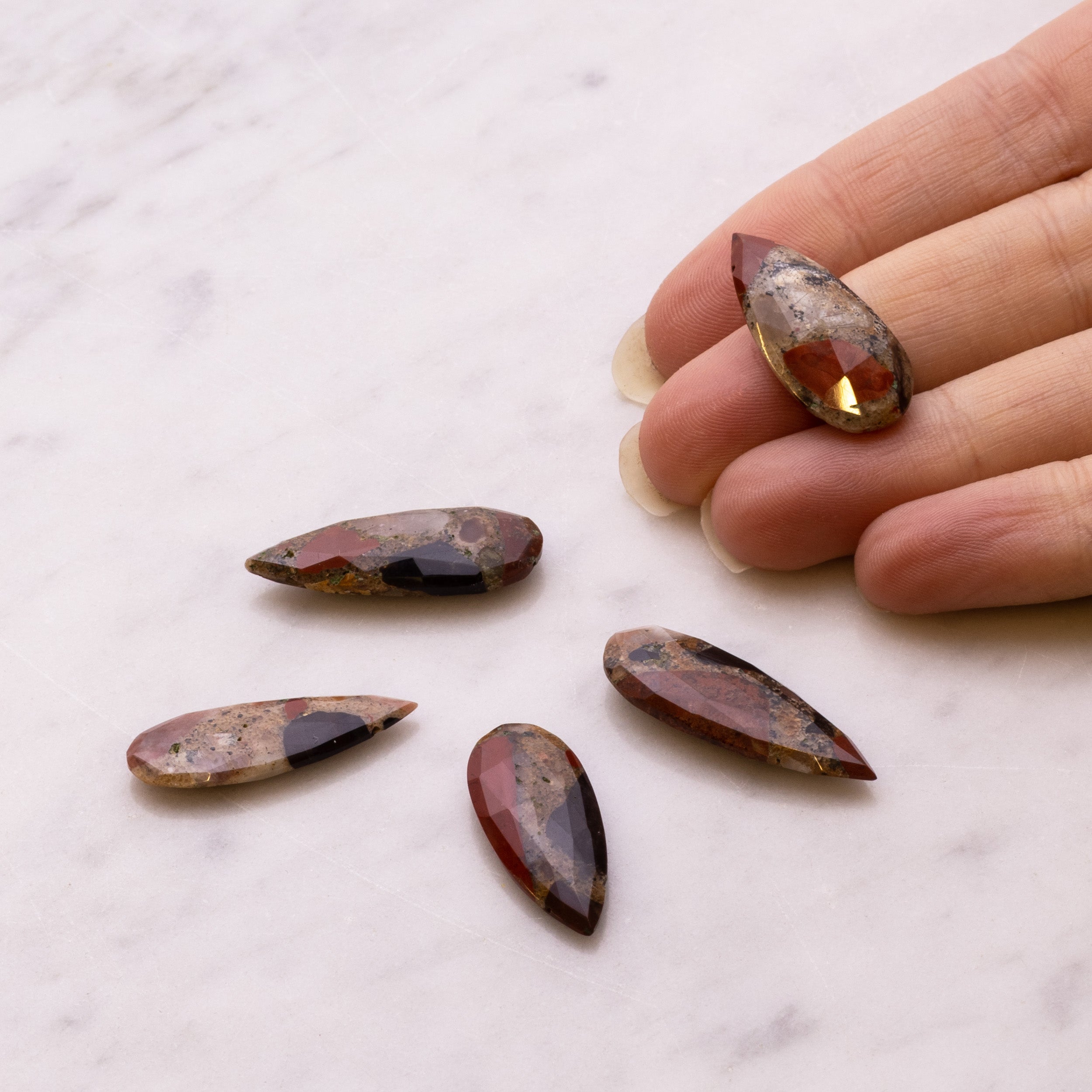 Spotted Chalcedony Faceted Teardrop Focal Beads From Approx 24x10mm