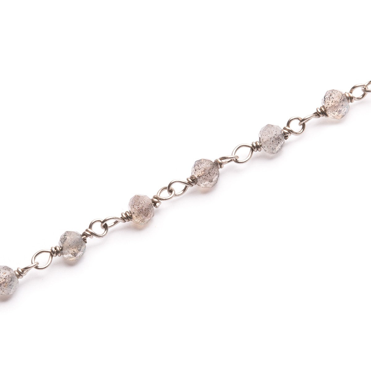 Sterling Silver Labradorite Wire Wrapped Rosary Bead Chain
