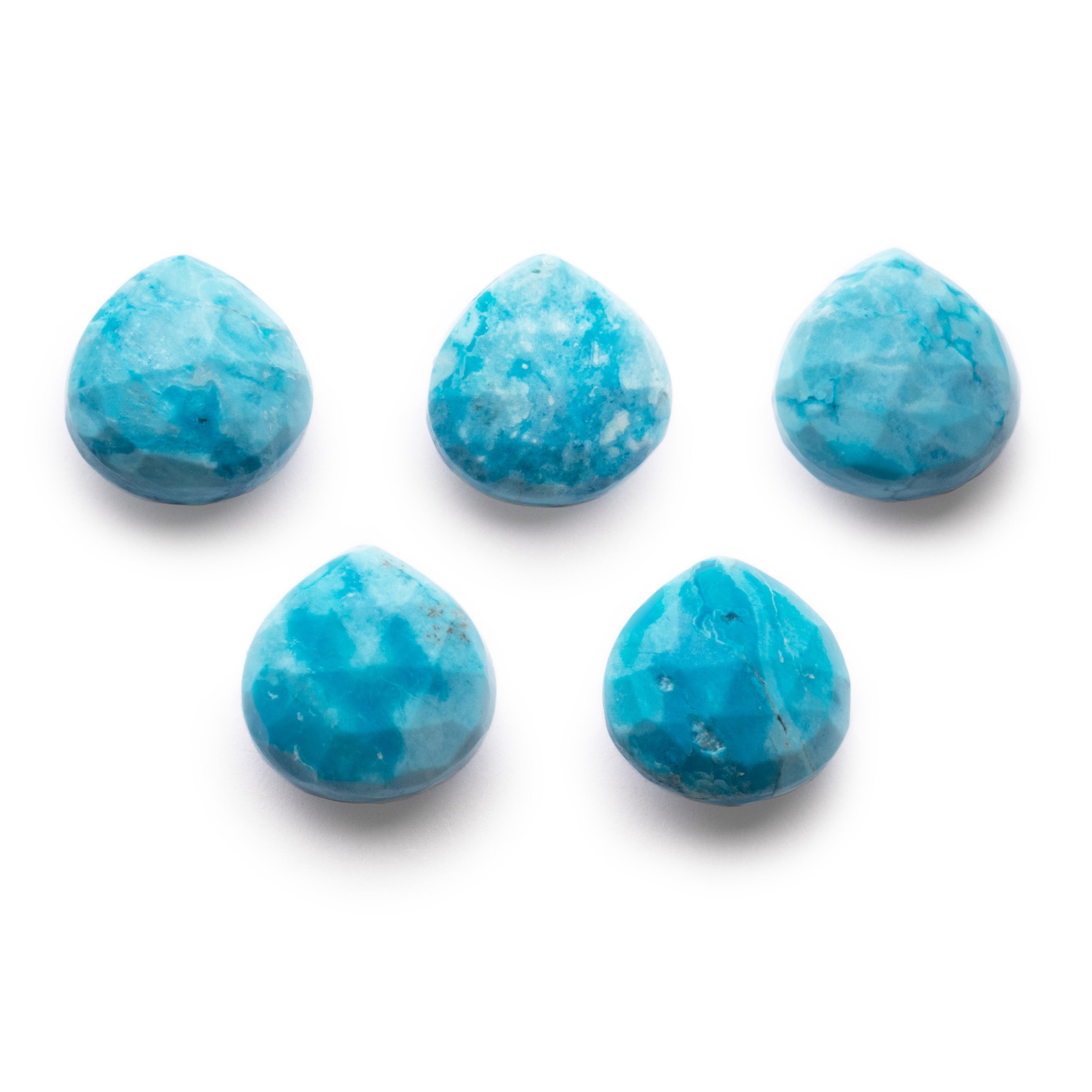 Turquoise Howlite Faceted Heart Briolette Beads Approx 10mm