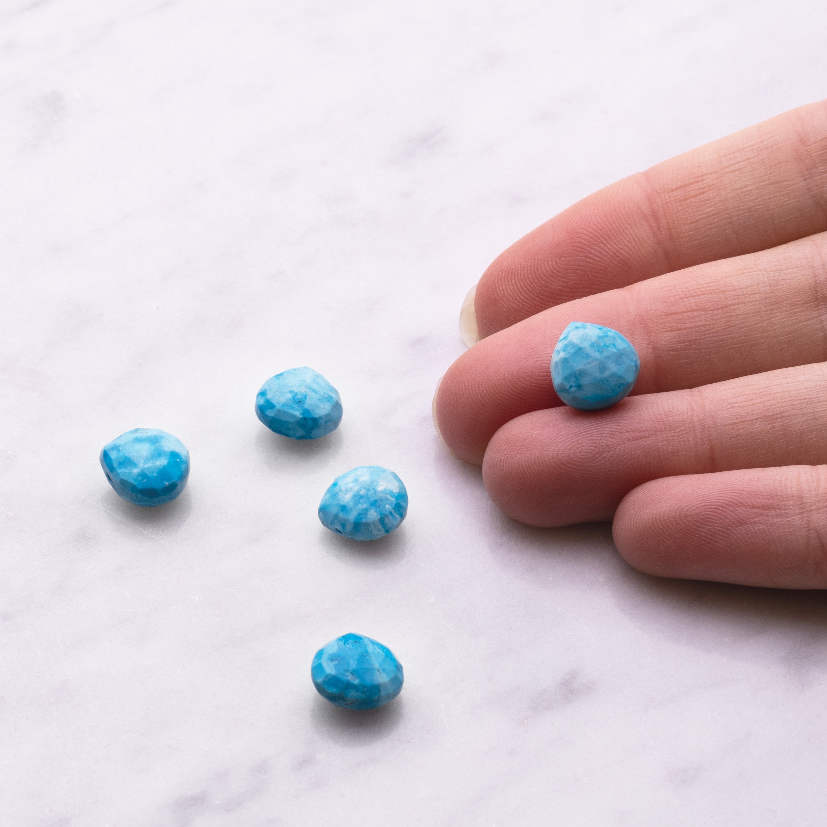 Turquoise Howlite Faceted Heart Briolette Beads Approx 10mm