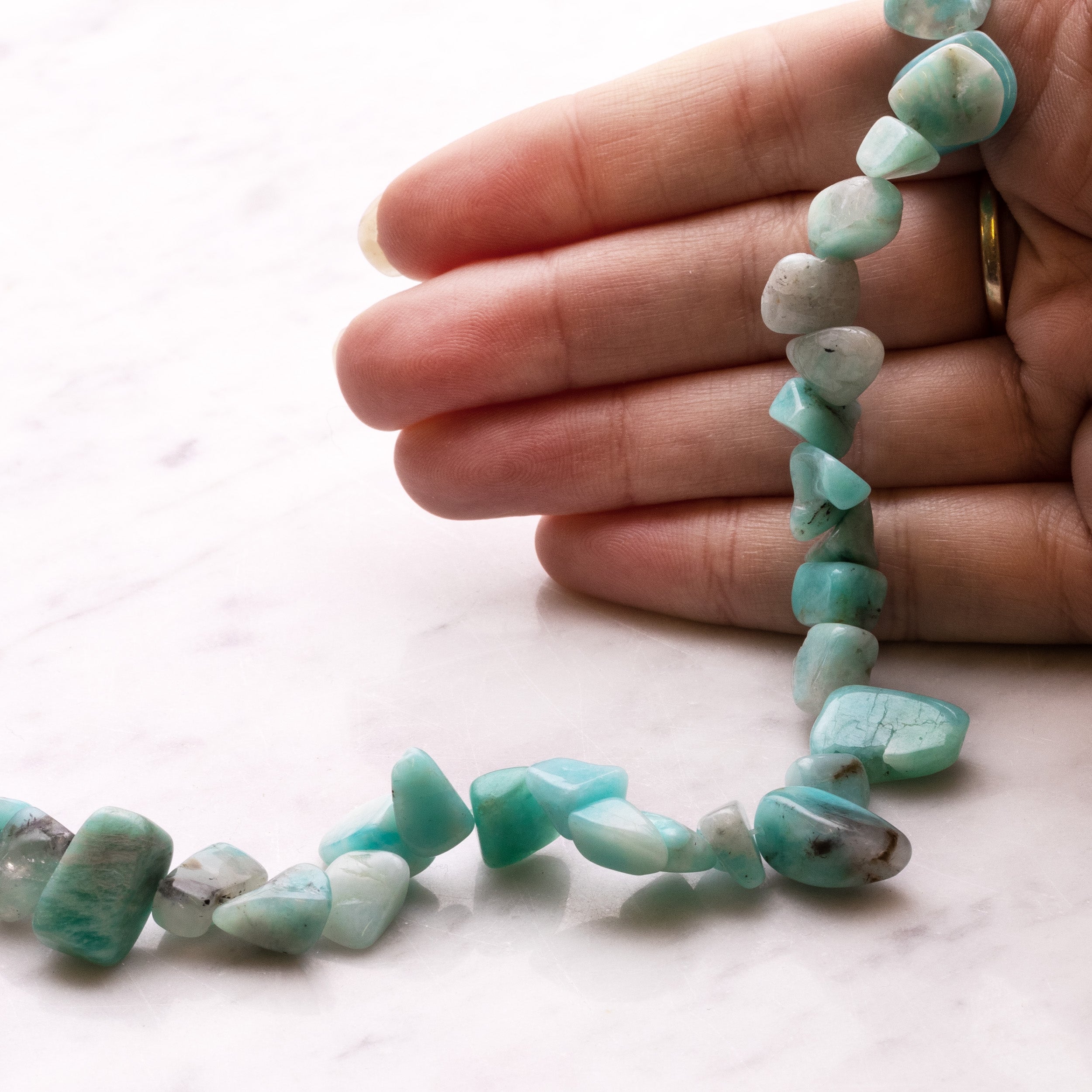 Peruvian Amazonite Pebble Beads Approx 6mm