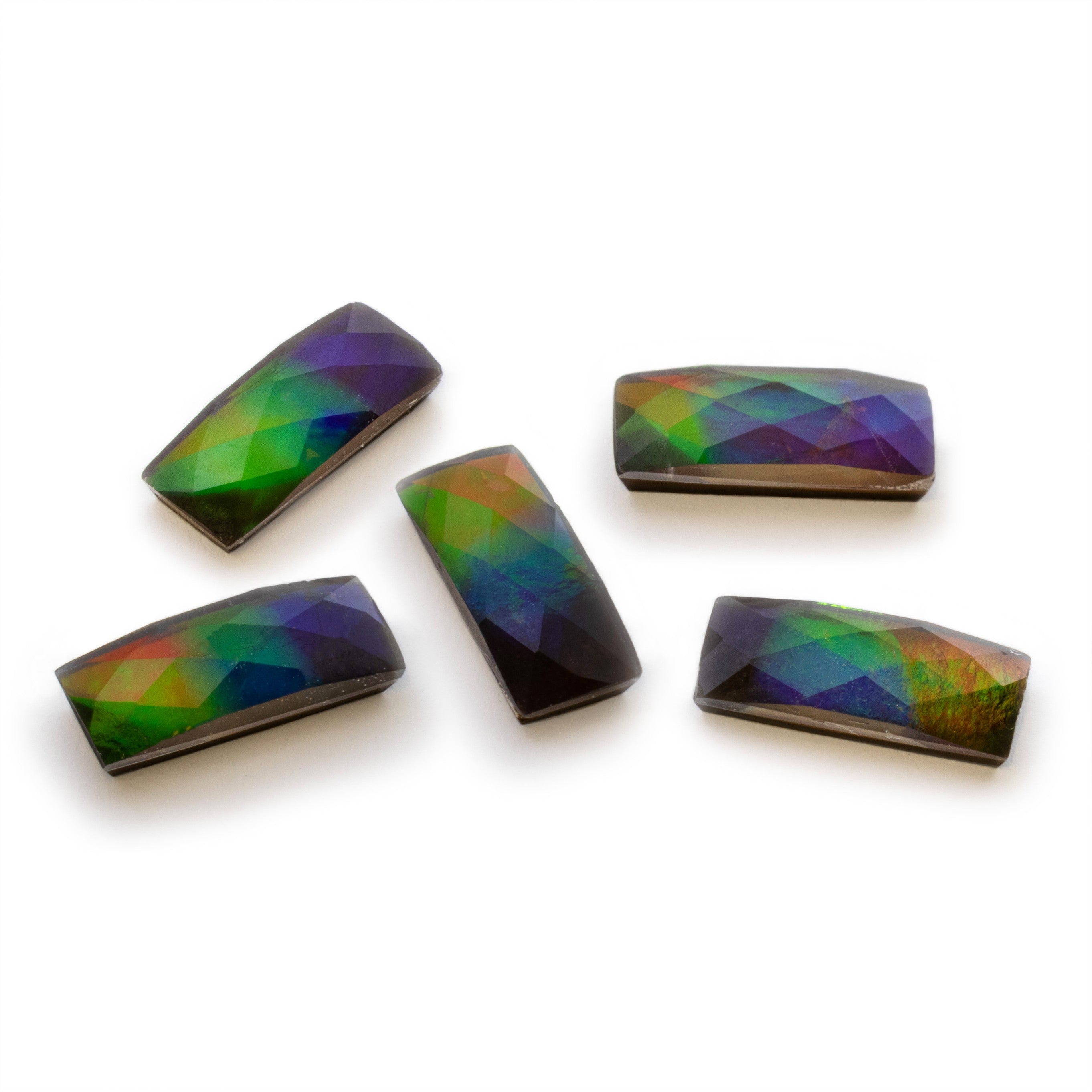Ammolite Triplet Faceted Rectangular Cabochons Approx 12x5mm
