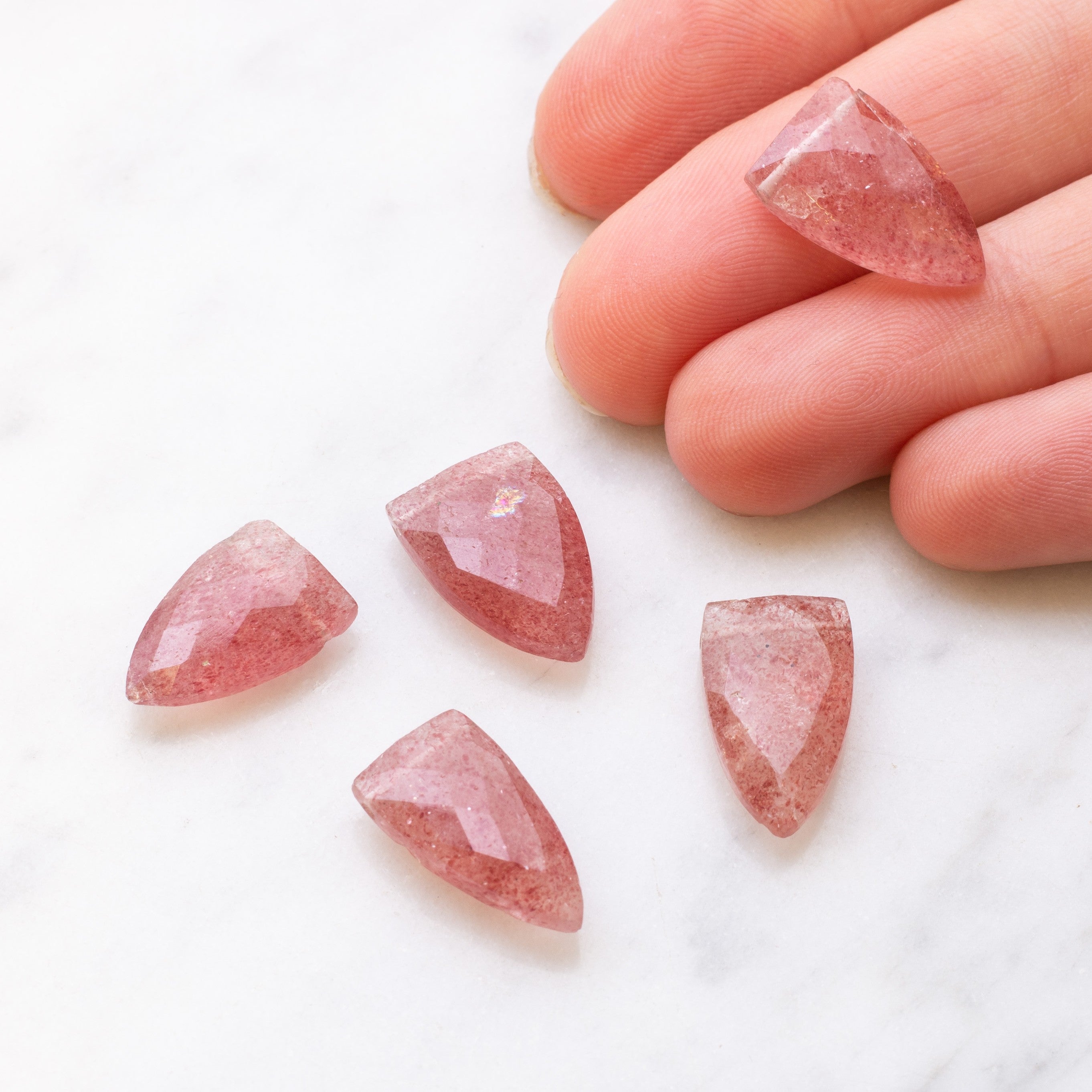Strawberry Quartz Faceted Shield Shaped Beads Approx 16x11mm