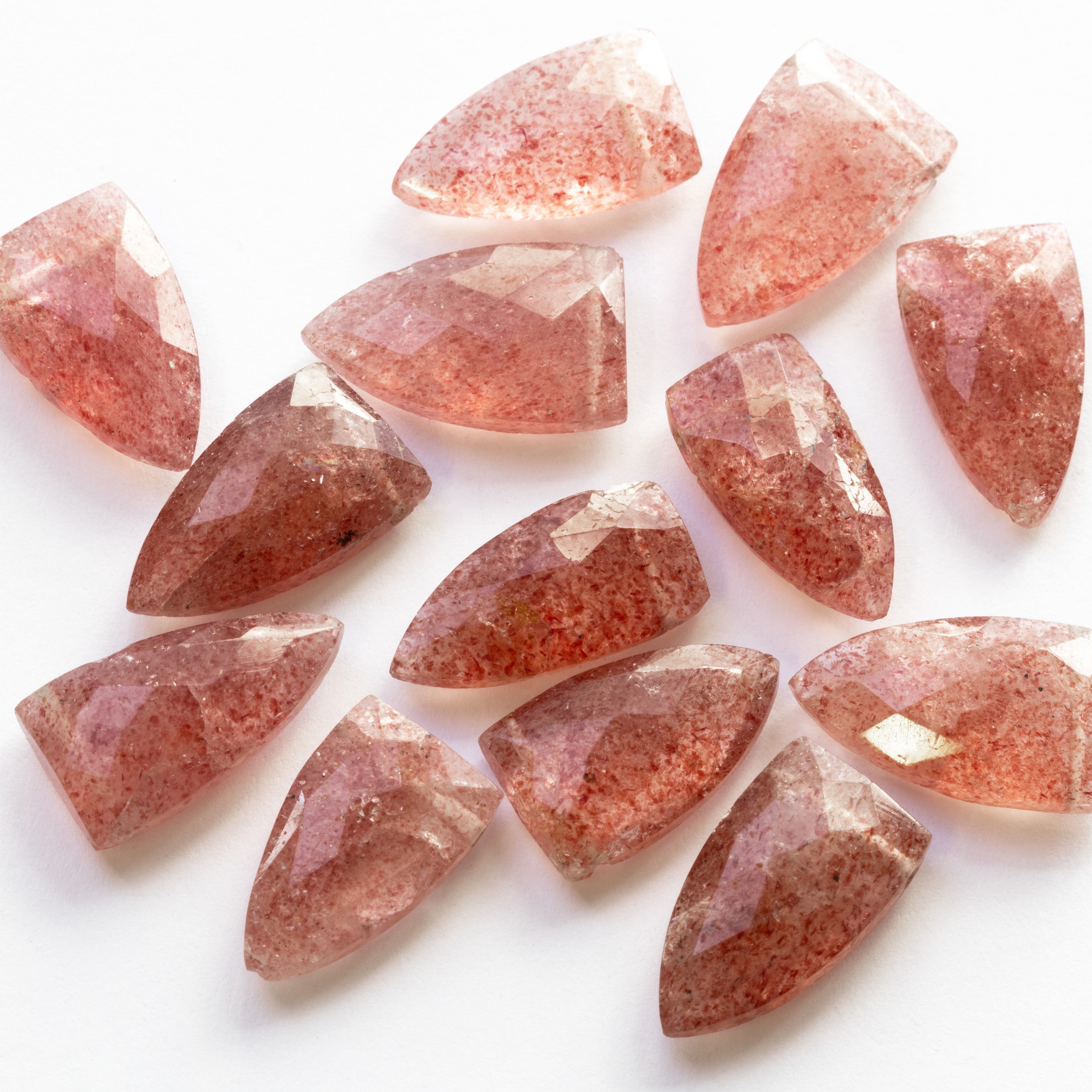 Strawberry Quartz Faceted Shield Shaped Beads Approx 16x11mm
