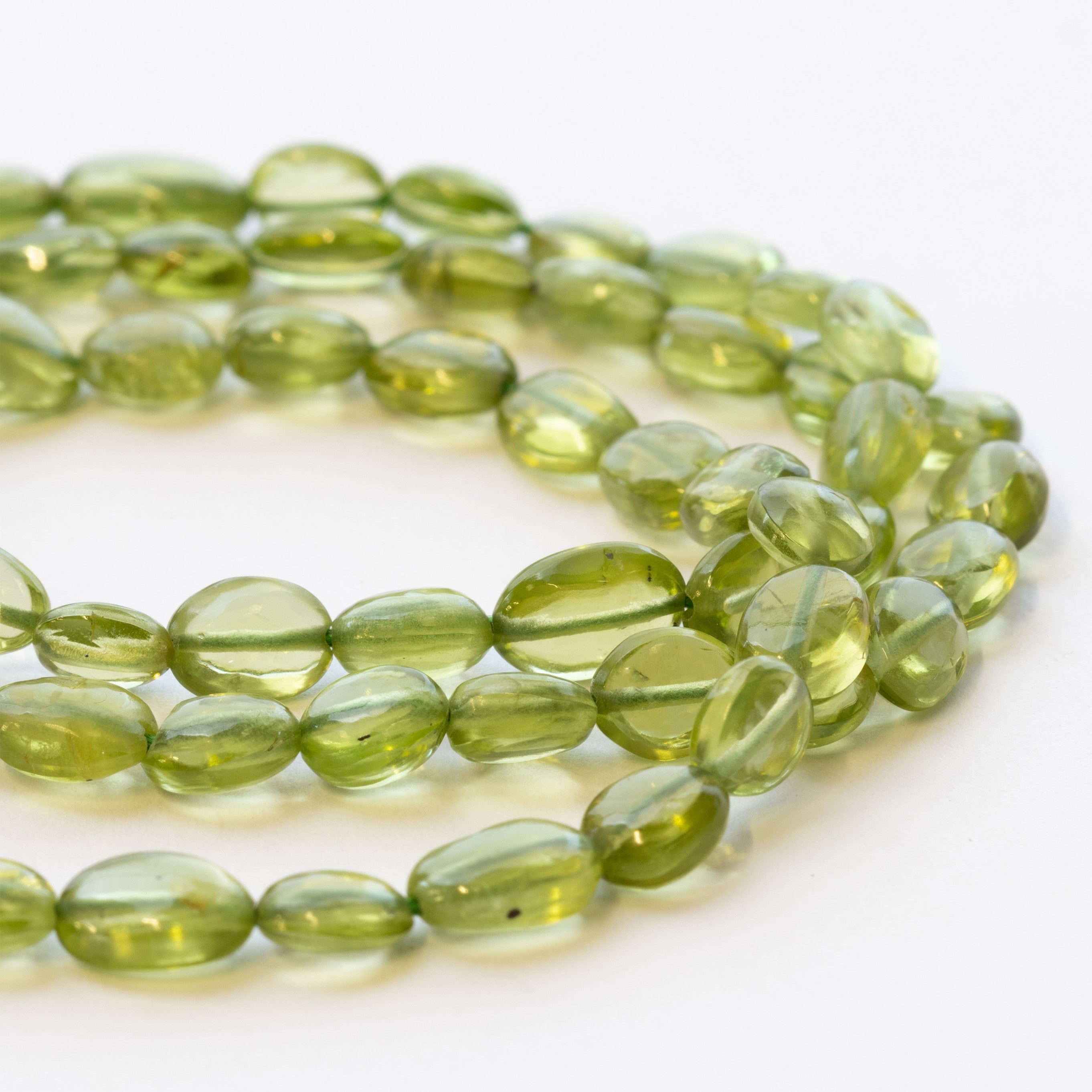 Peridot Flat Oval Nugget Beads