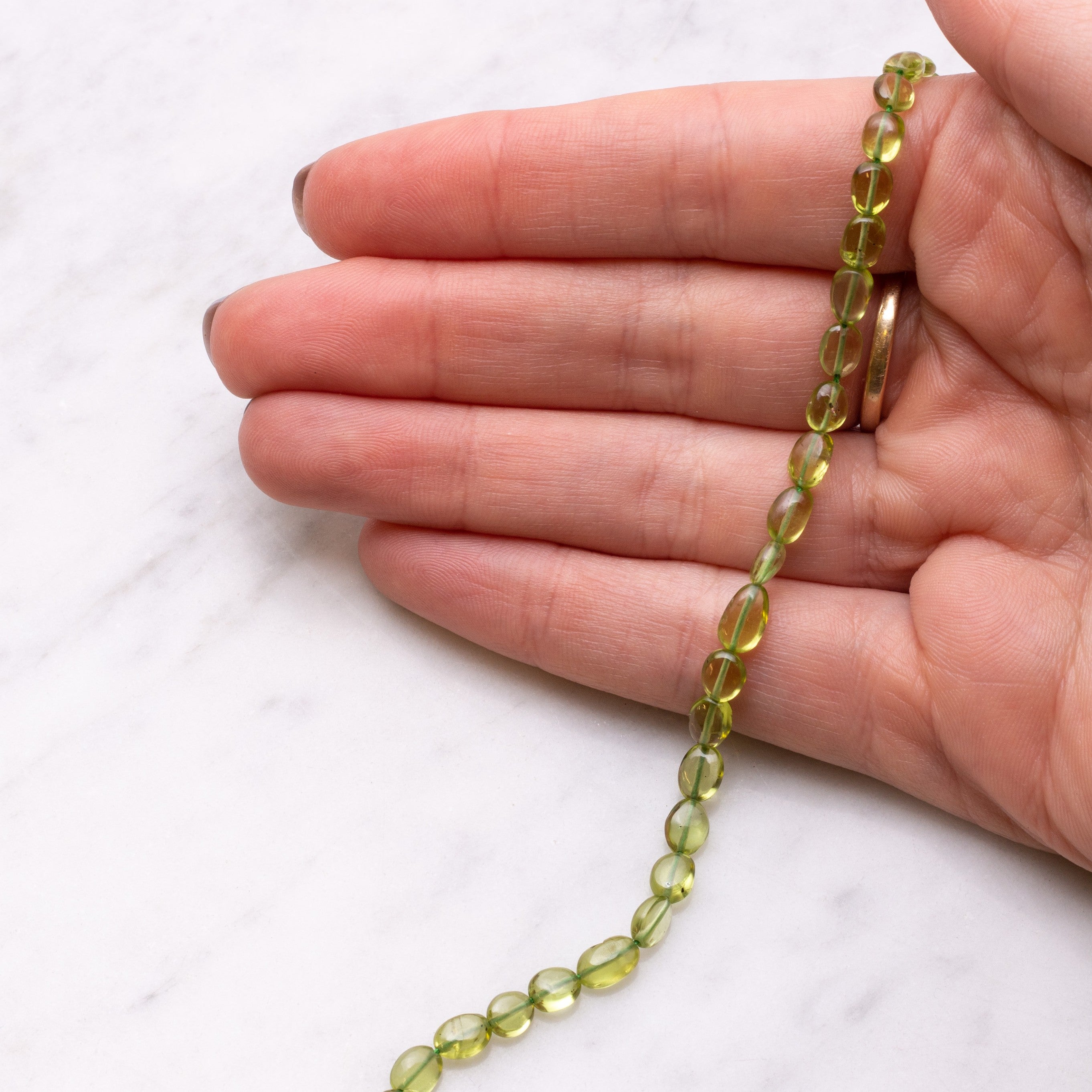 Peridot Flat Oval Nugget Beads