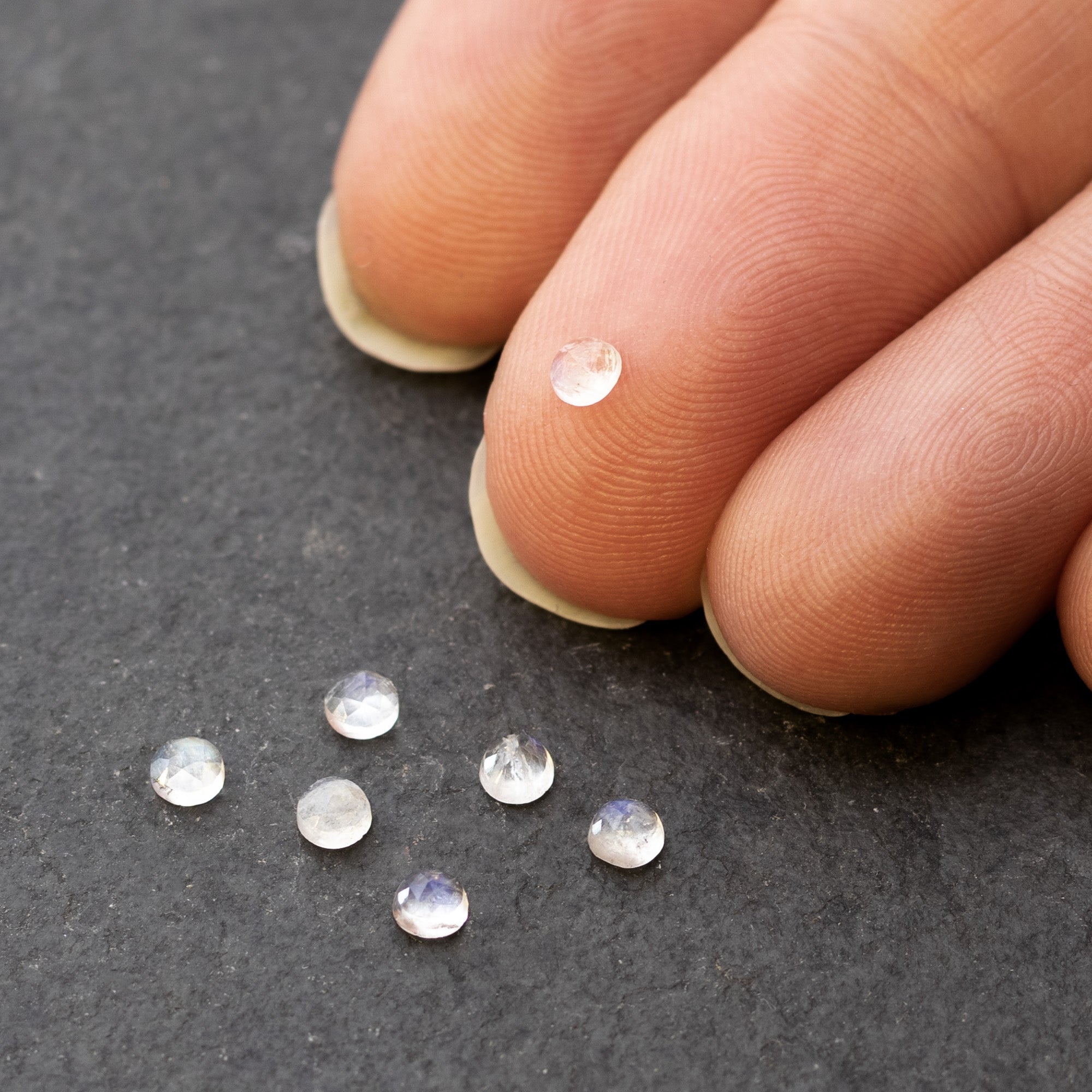 Rainbow Moonstone Rose Cut Cabochons