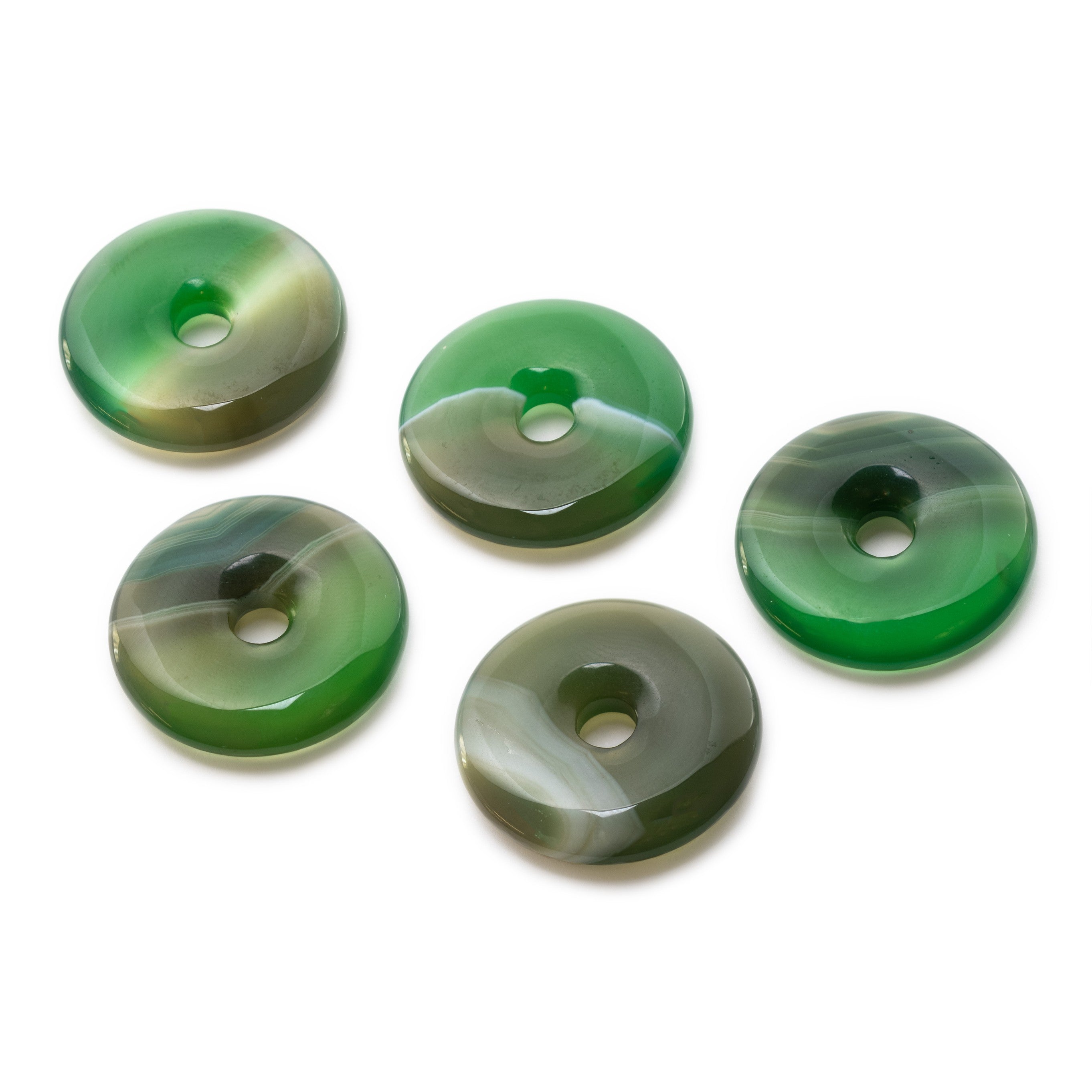 Green Agate Gemstone Donut Approx 25mm