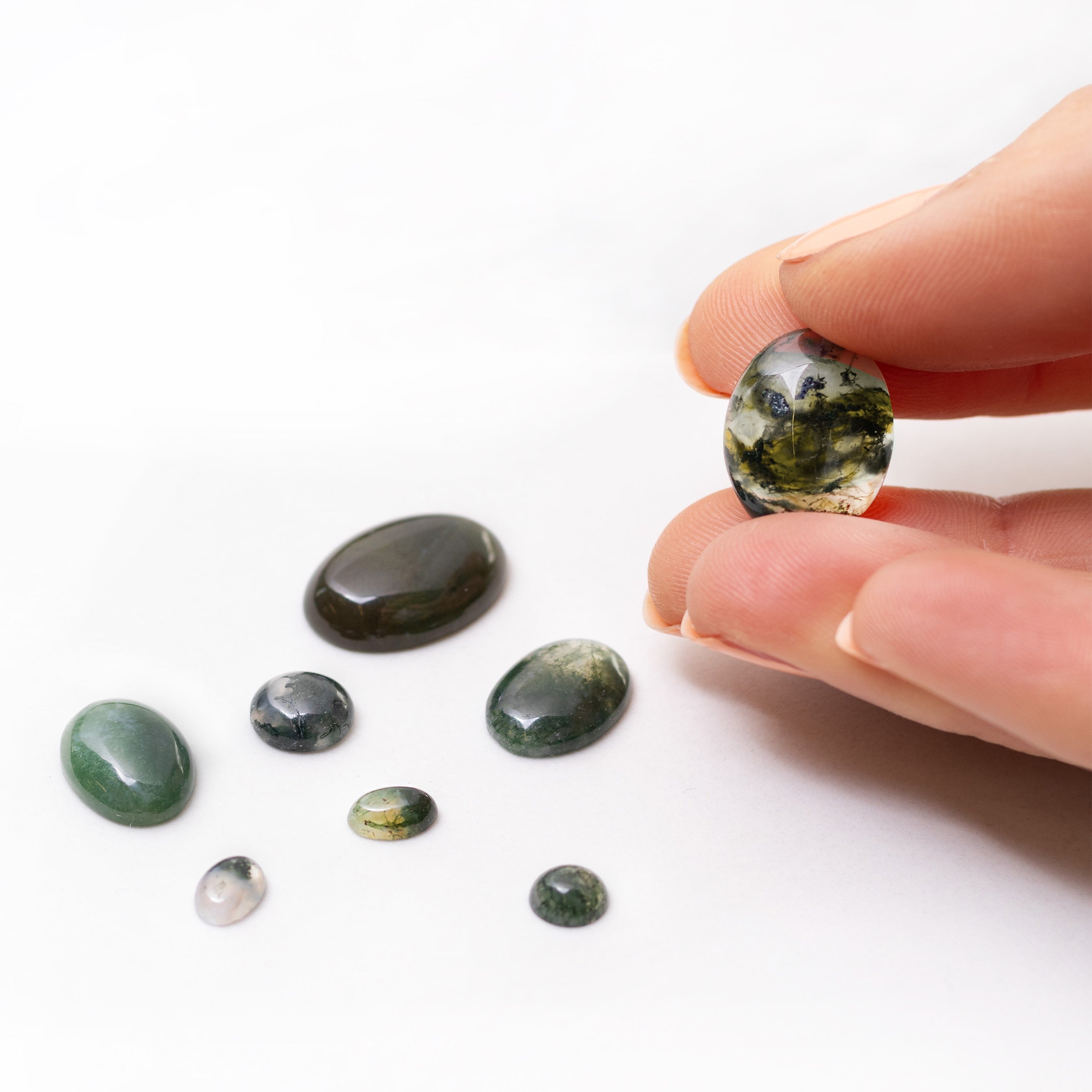 Green Moss Agate Cabochons