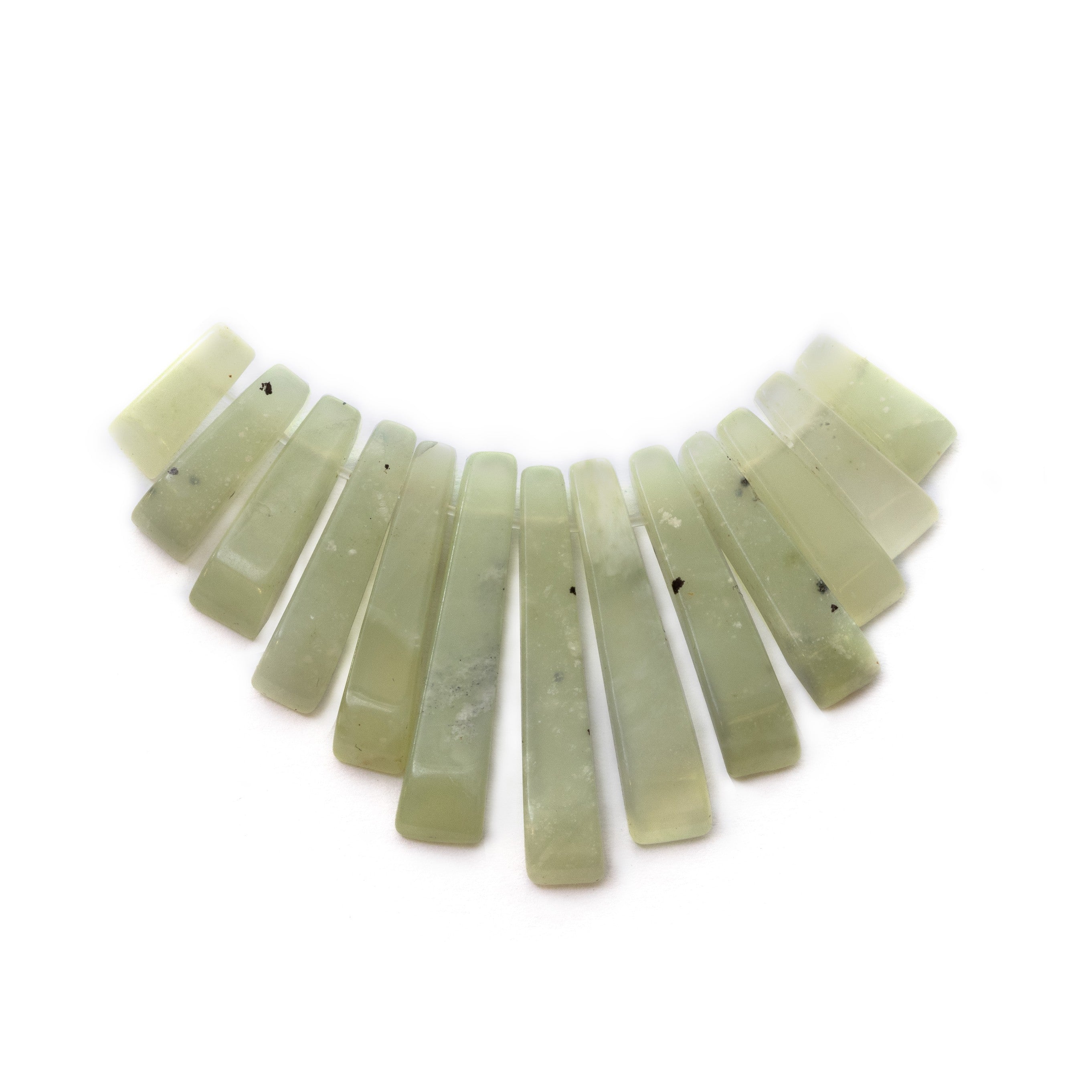 New Jade Serpentine Tapered Gemstone Bead Set With 13 Pieces