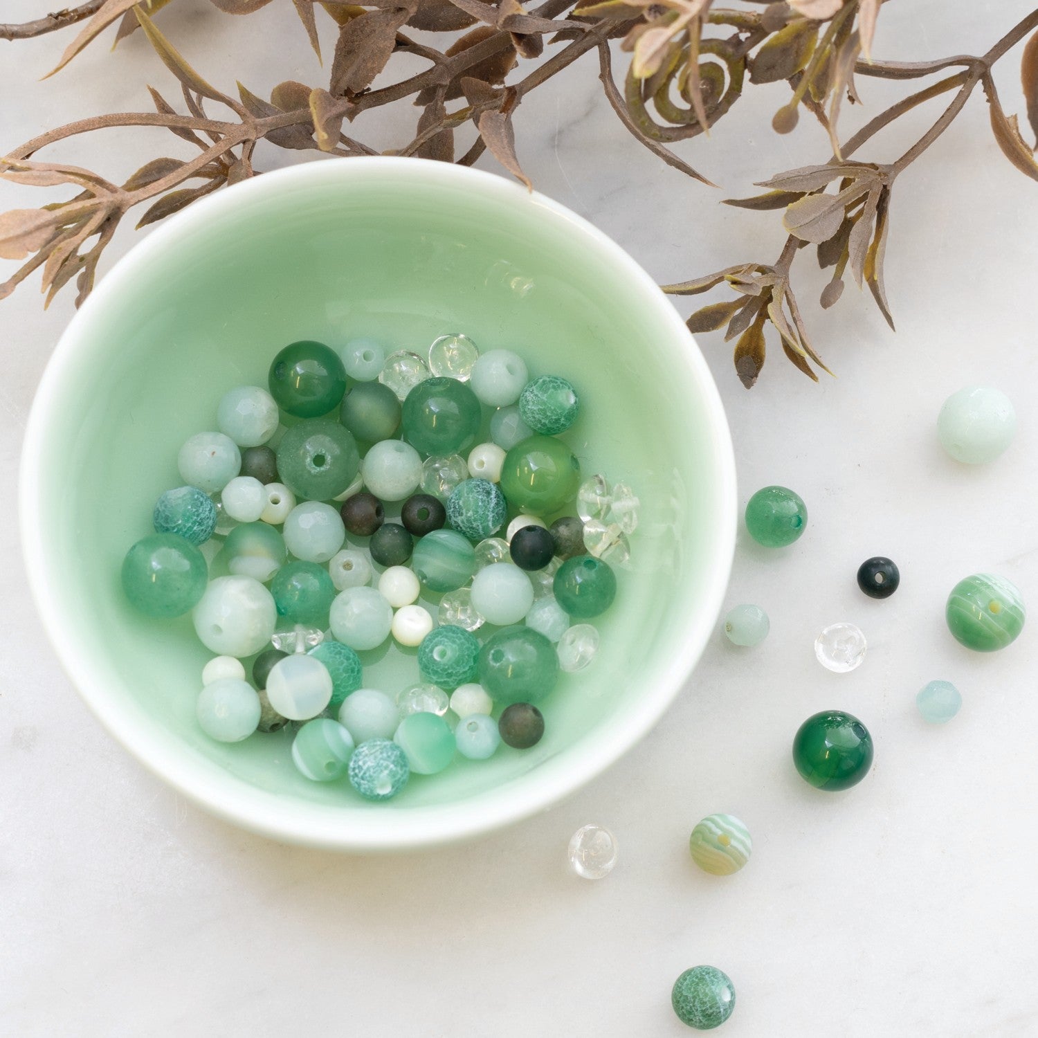 Sea Green Mixed Gemstone Bead Pack Approx 20g