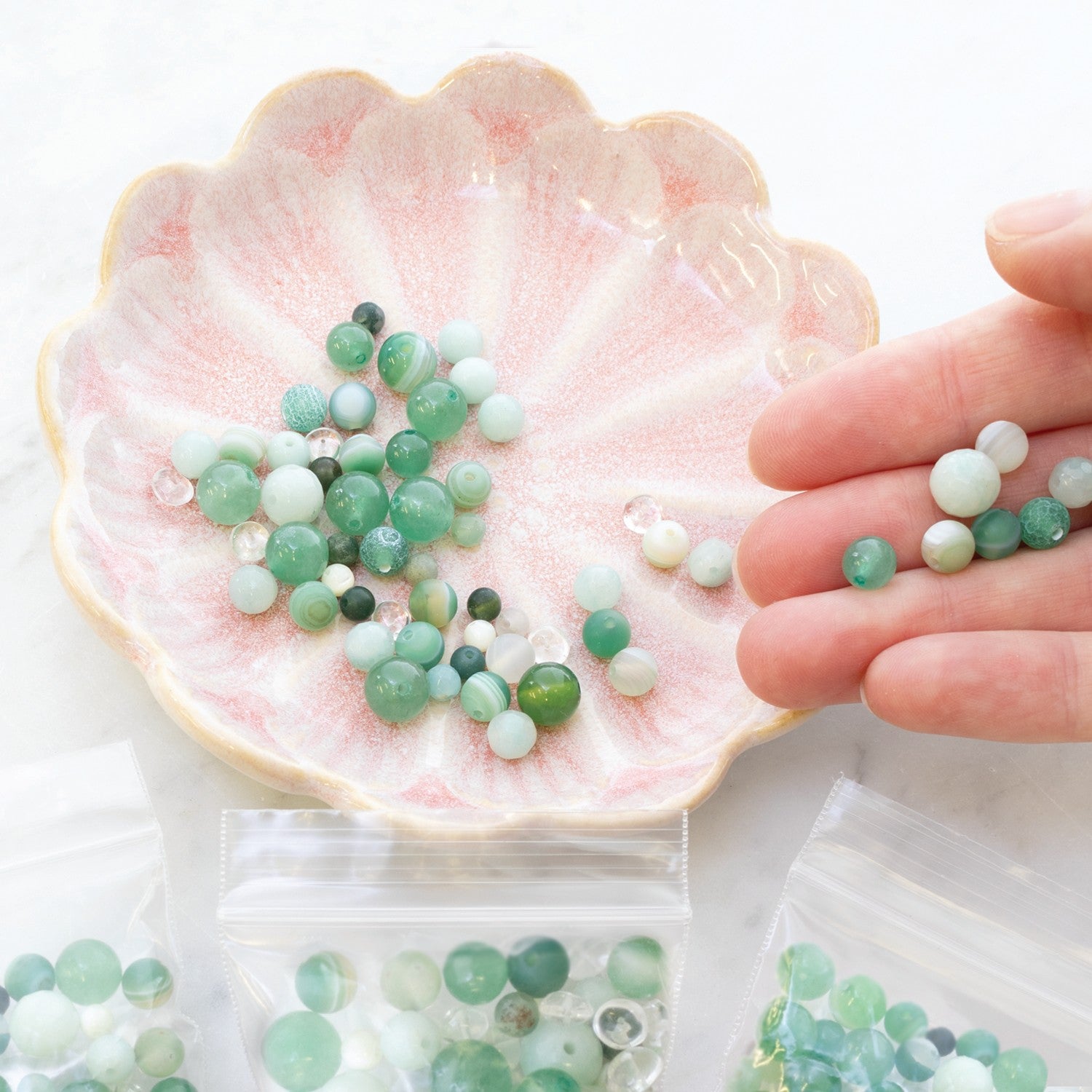 Sea Green Mixed Gemstone Bead Pack Approx 20g