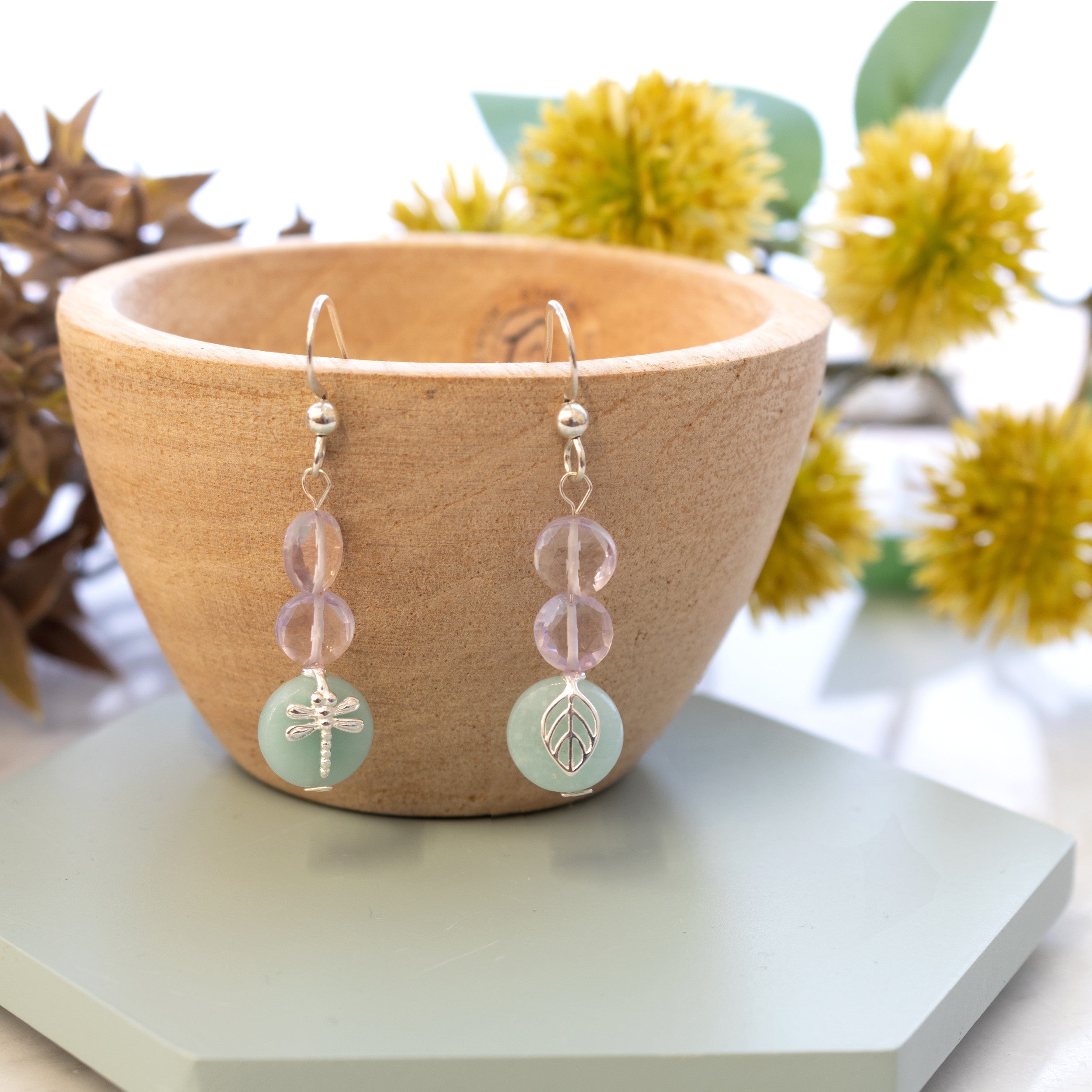 Sterling Silver Dragonfly And Leaf Bead Cap