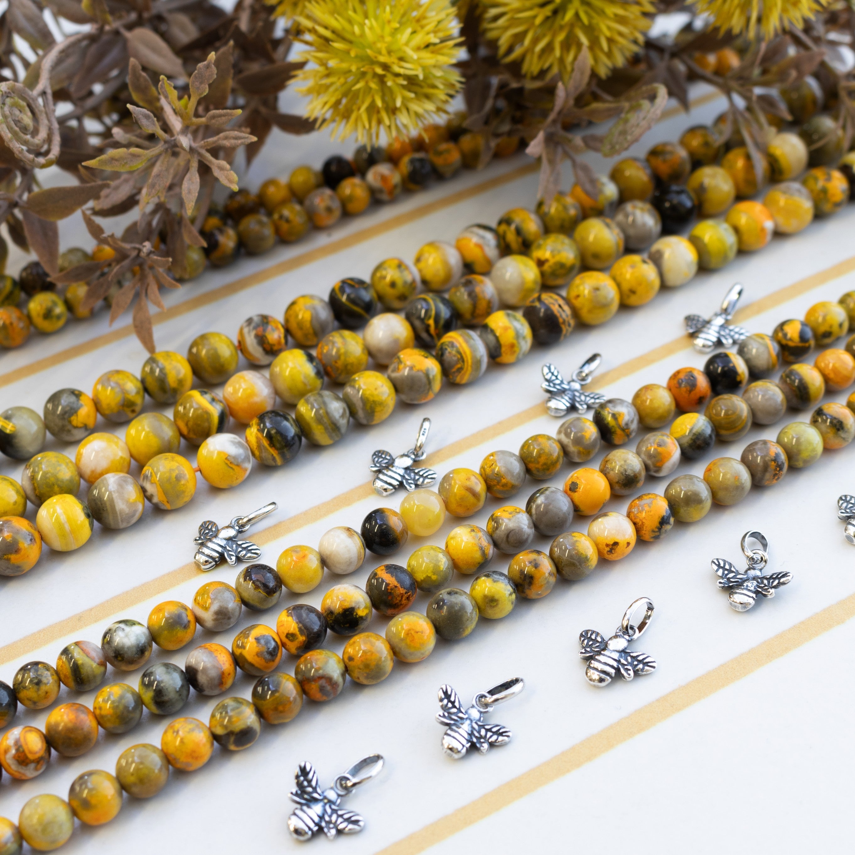 Bumblebee Jasper Round Beads