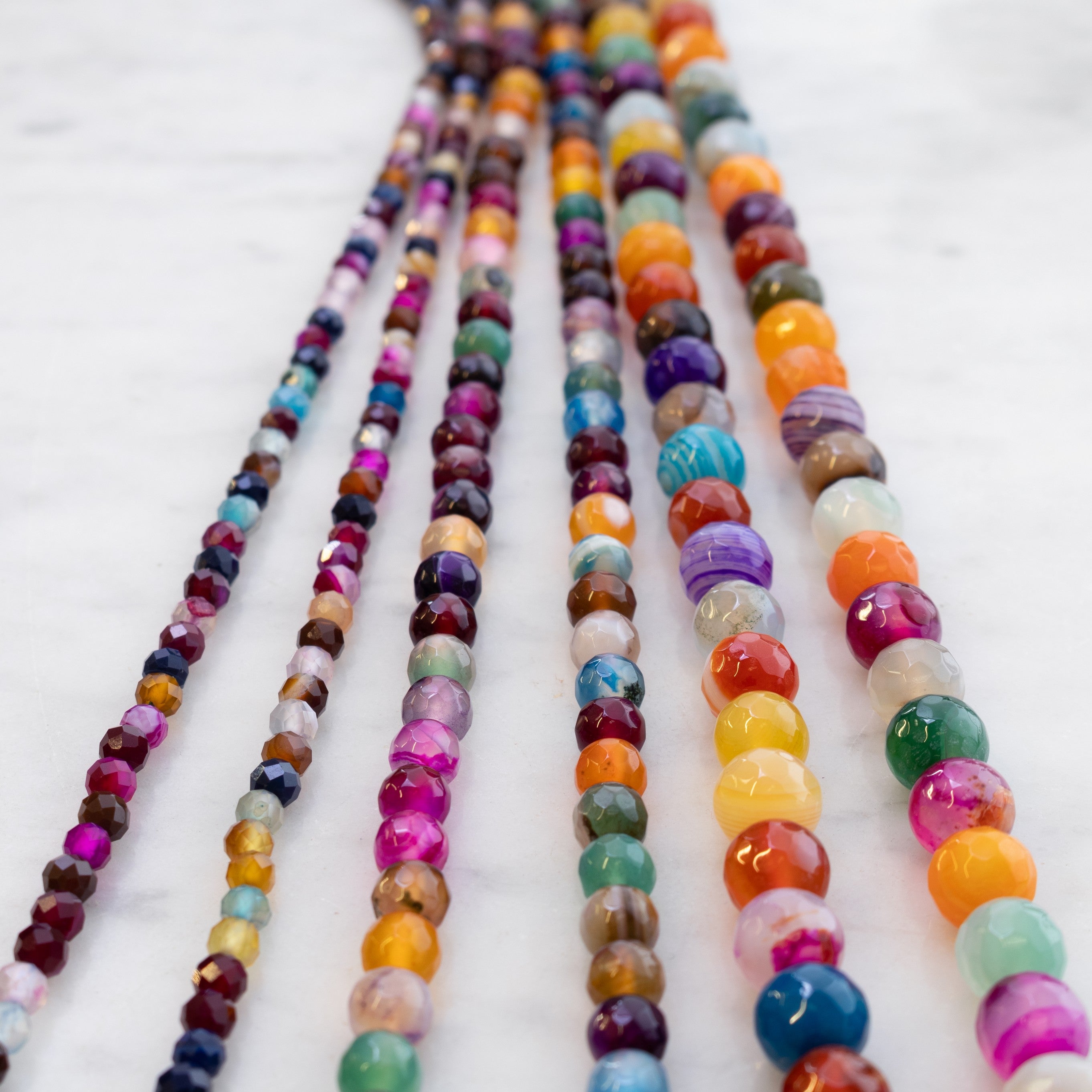 Multicoloured Agate Round Faceted Beads