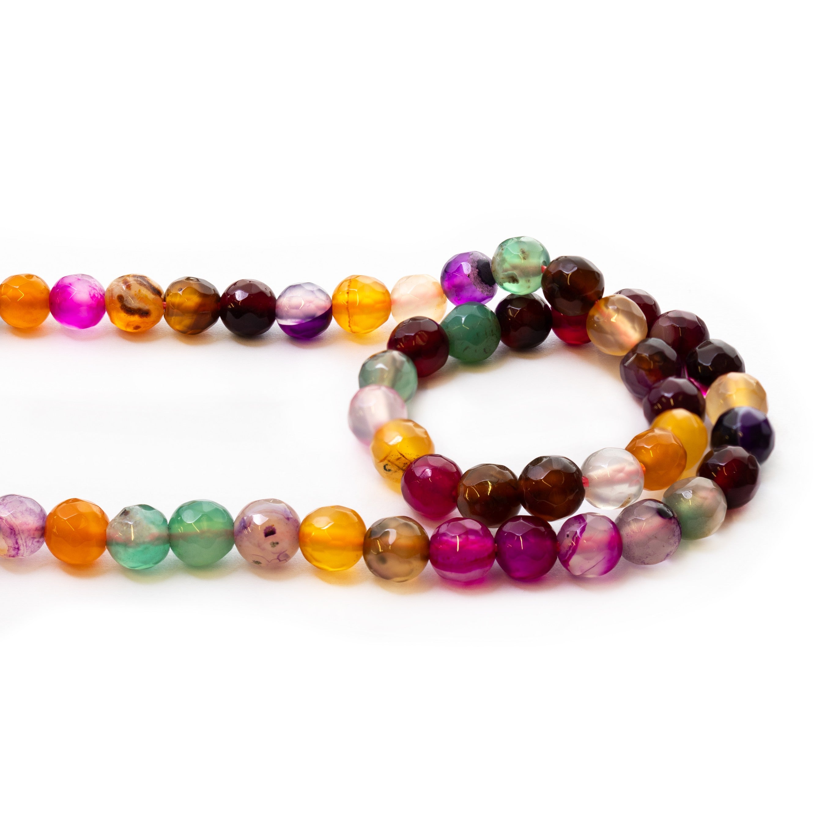 Multicoloured Agate Round Faceted Beads