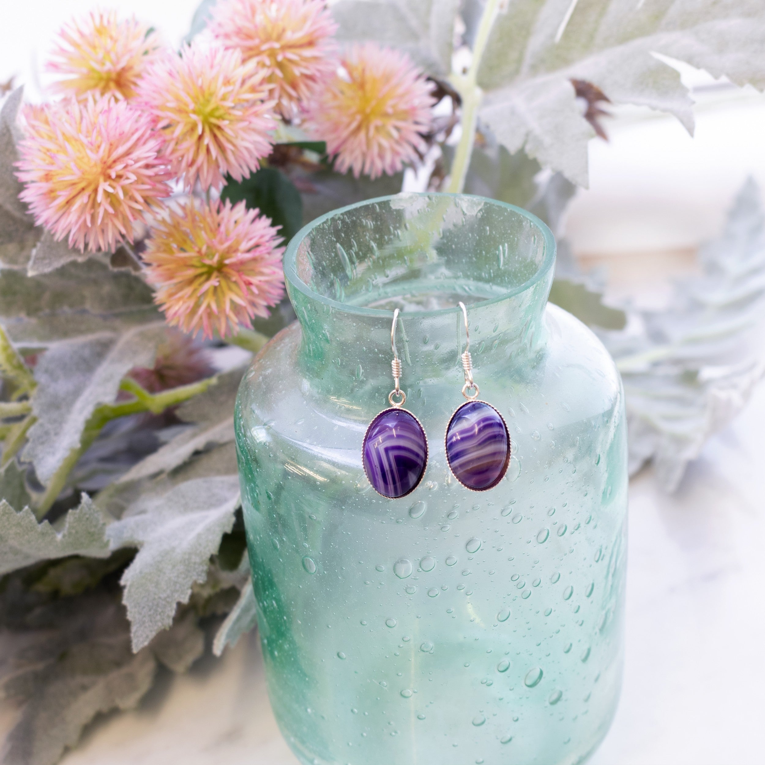 Purple Banded Agate Gemstone Cabochons