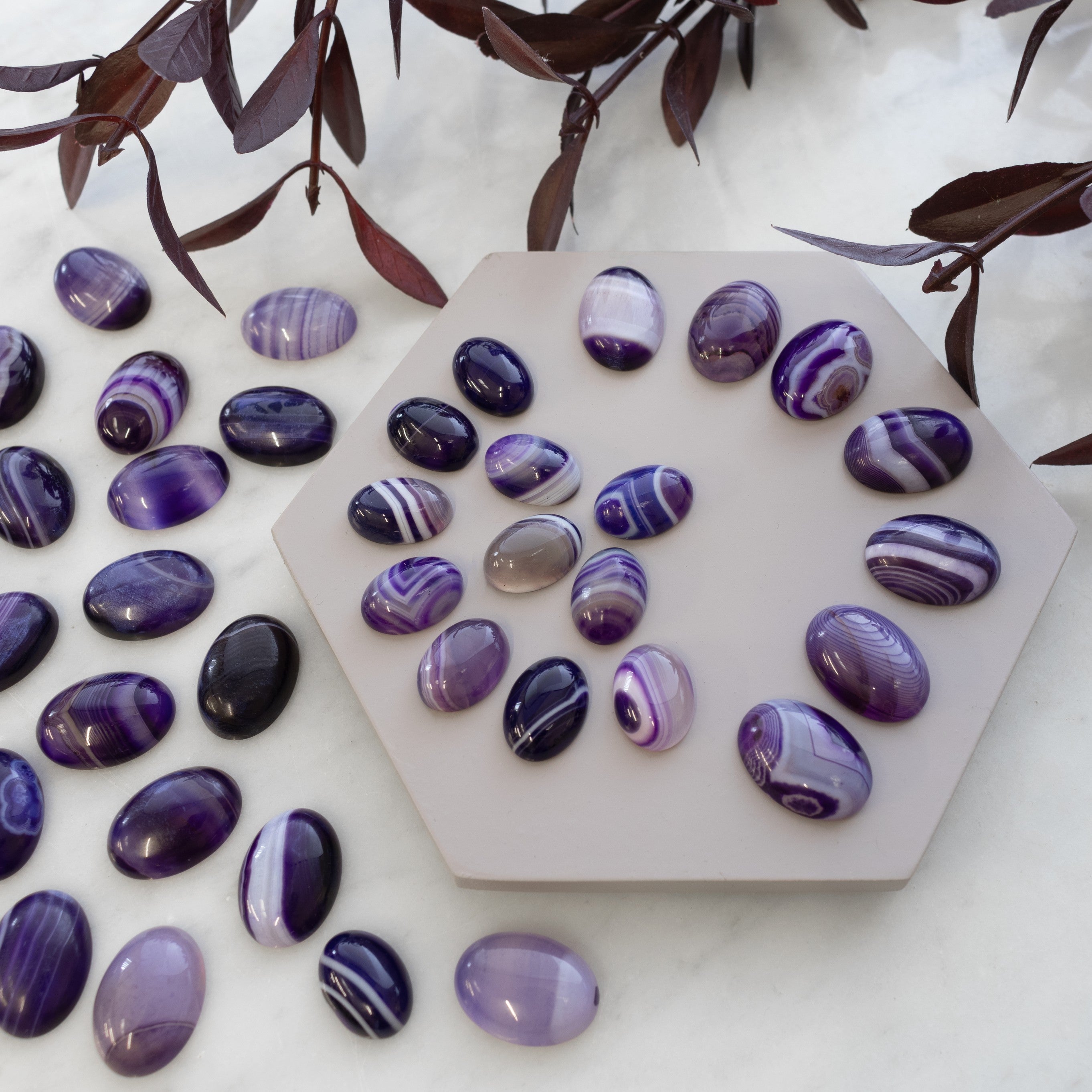 Purple Banded Agate Gemstone Cabochons