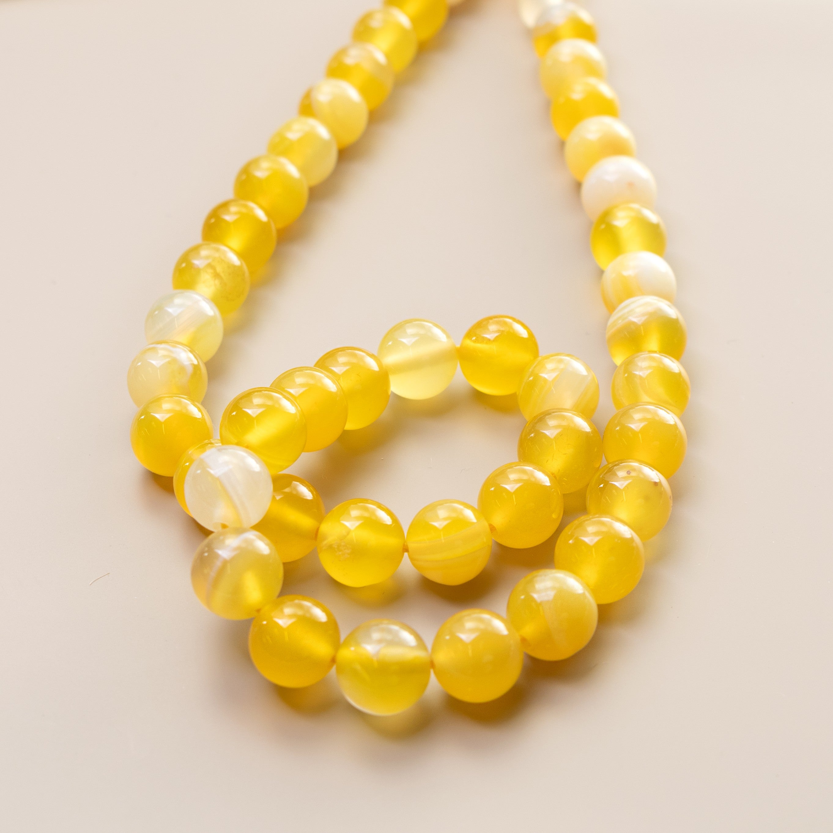 Yellow Banded Agate Round Beads Approx 8mm
